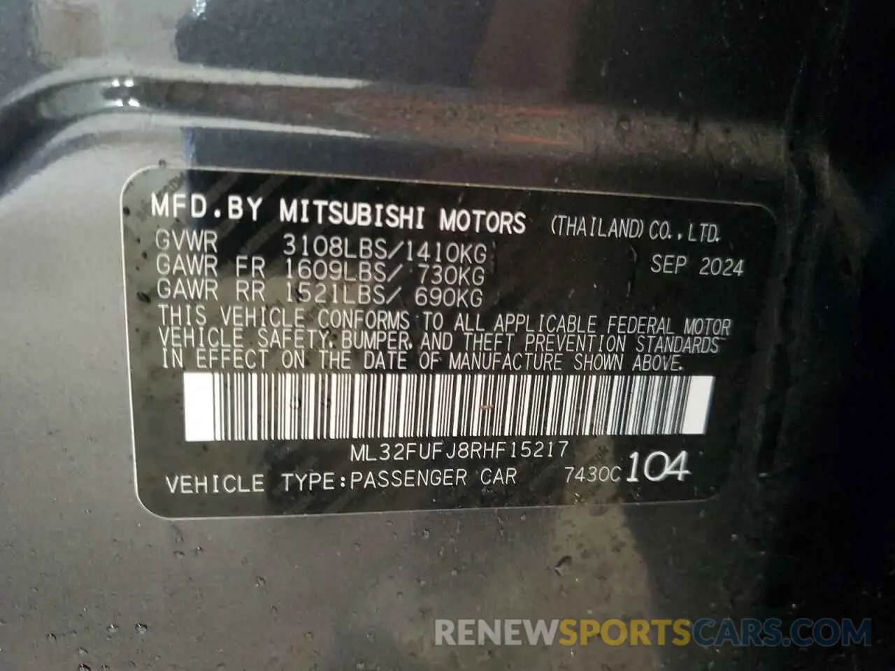 12 Photograph of a damaged car ML32FUFJ8RHF15217 MITSUBISHI MIRAGE 2024