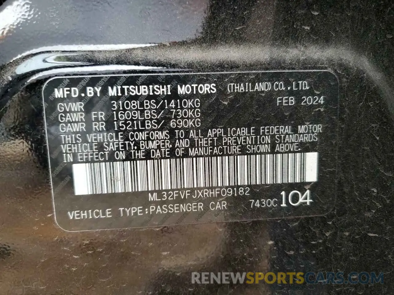 13 Photograph of a damaged car ML32FVFJXRHF09182 MITSUBISHI MIRAGE 2024