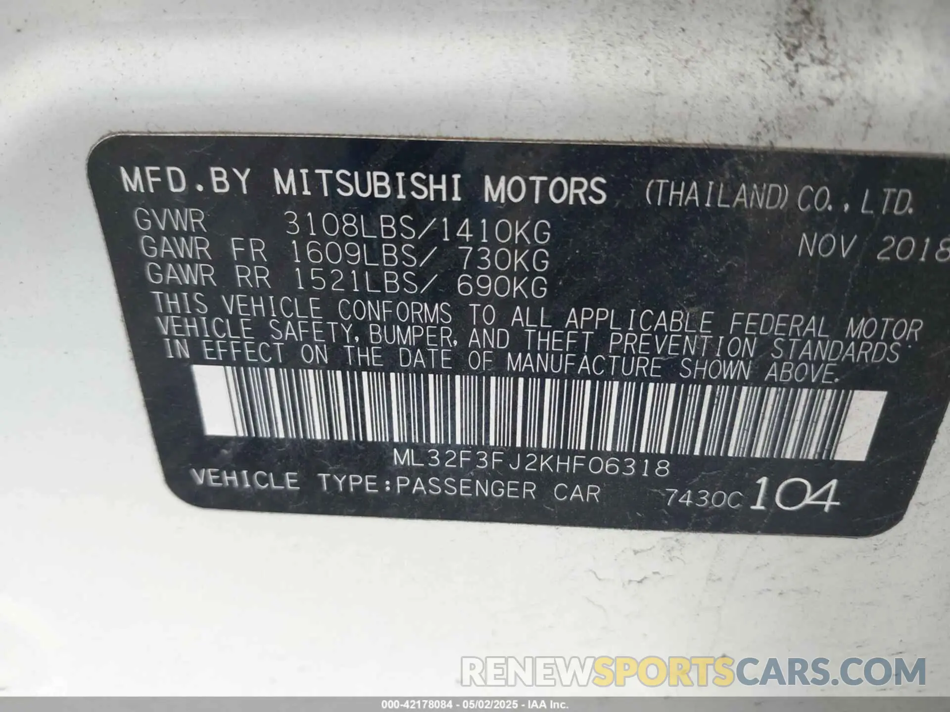9 Photograph of a damaged car ML32F3FJ2KHF06318 MITSUBISHI MIRAGE G4 2019