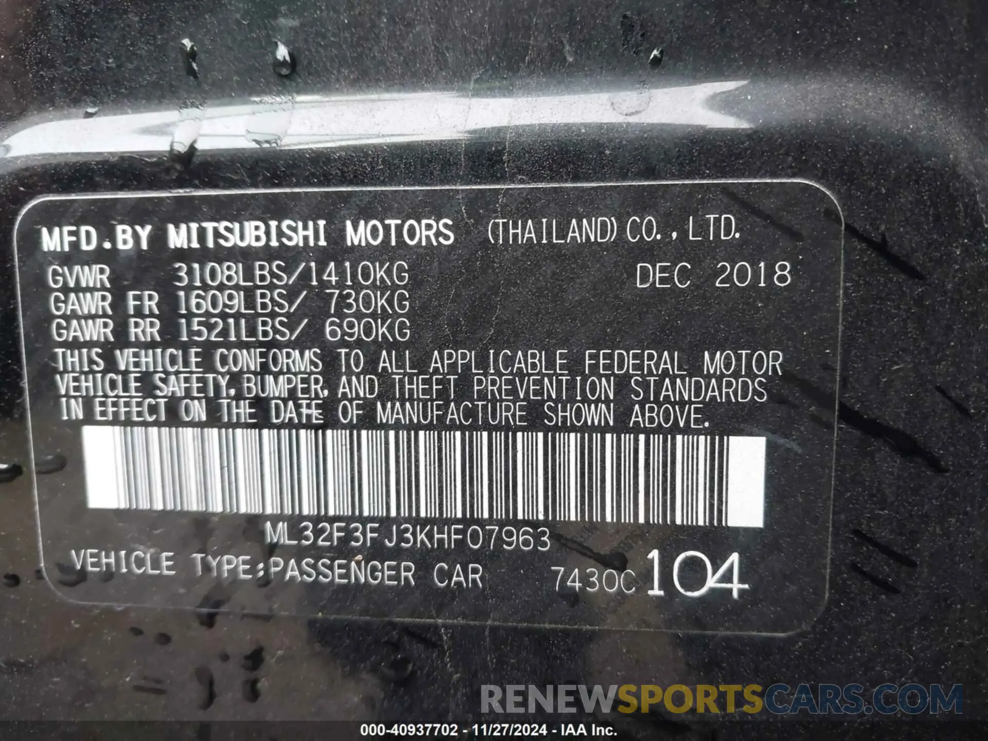 9 Фотография поврежденного автомобиля ML32F3FJ3KHF07963 MITSUBISHI MIRAGE G4 2019