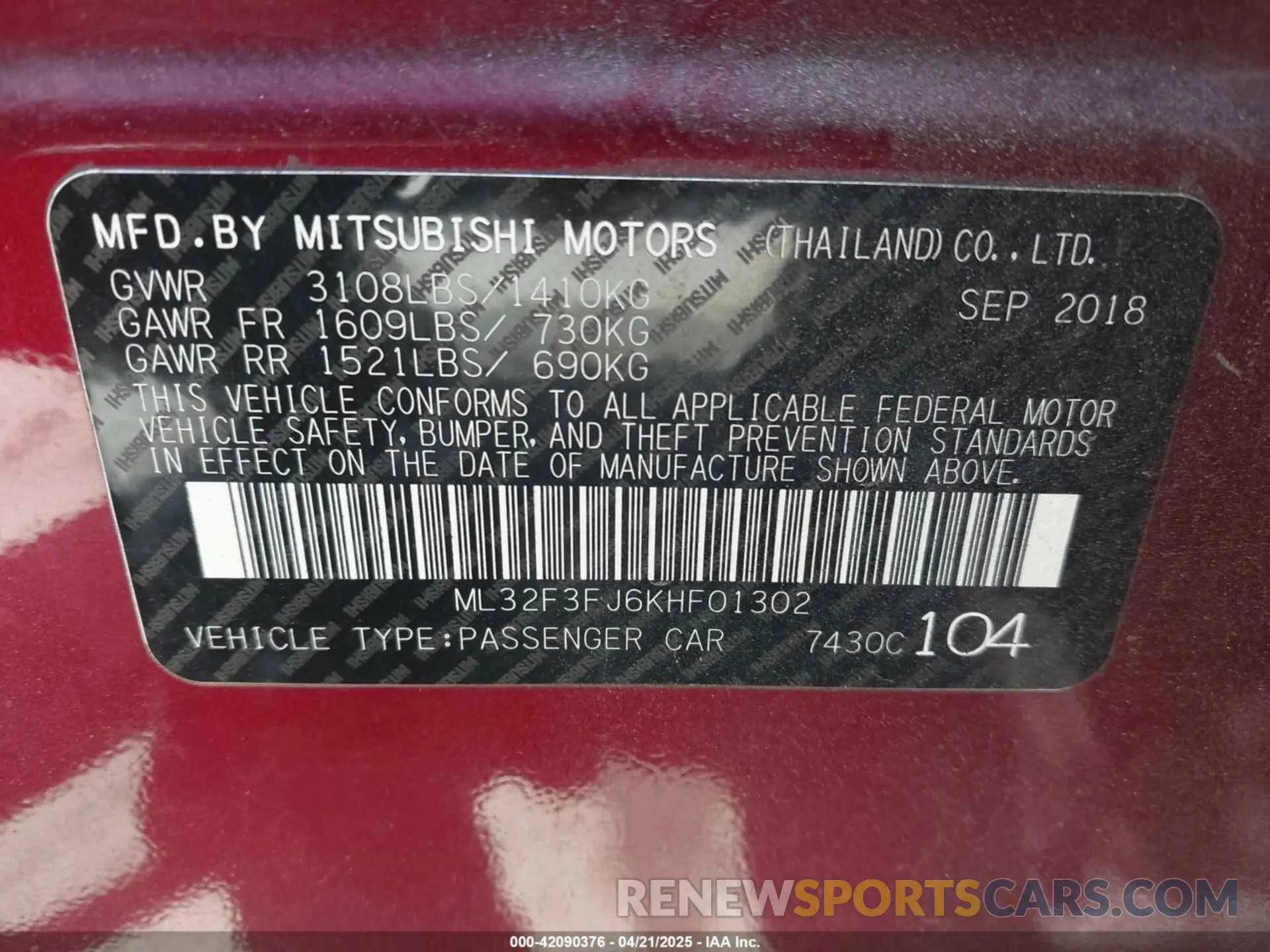 9 Фотография поврежденного автомобиля ML32F3FJ6KHF01302 MITSUBISHI MIRAGE G4 2019