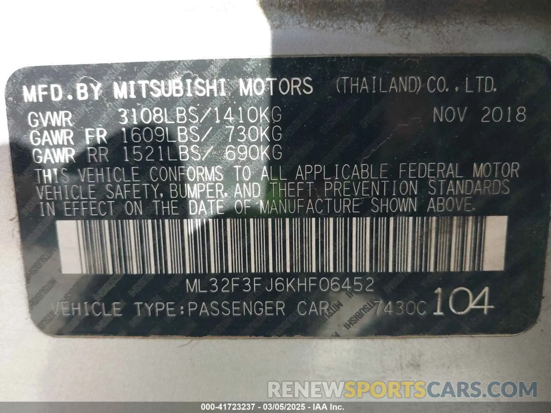 9 Фотография поврежденного автомобиля ML32F3FJ6KHF06452 MITSUBISHI MIRAGE G4 2019