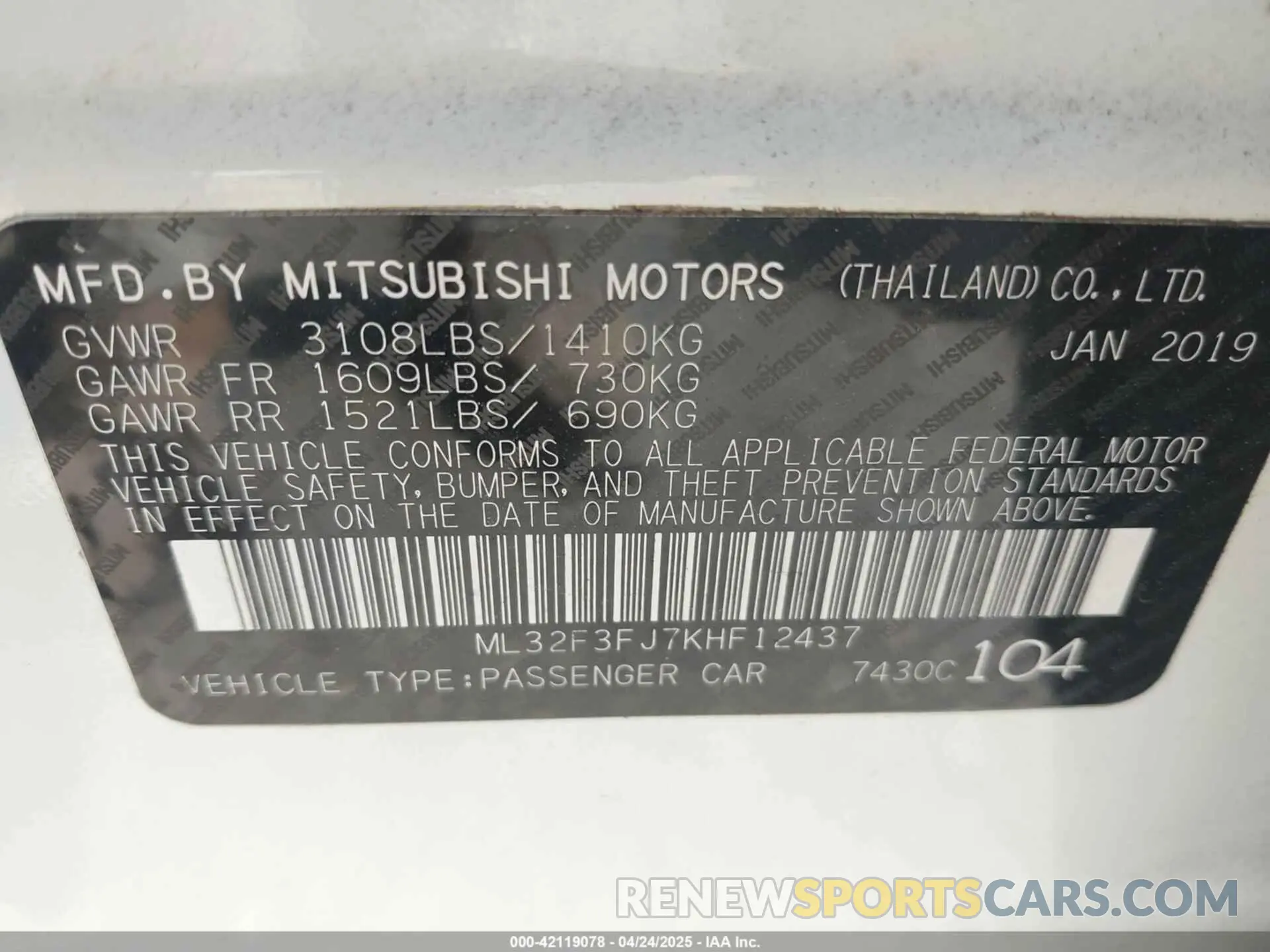 9 Photograph of a damaged car ML32F3FJ7KHF12437 MITSUBISHI MIRAGE G4 2019