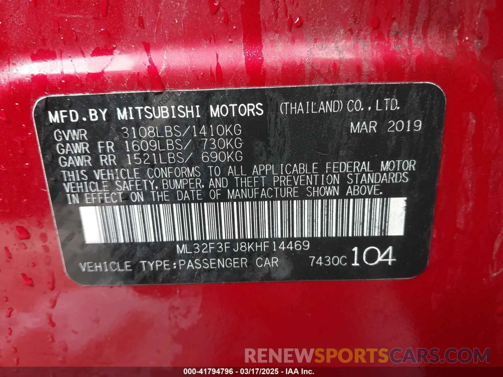9 Фотография поврежденного автомобиля ML32F3FJ8KHF14469 MITSUBISHI MIRAGE G4 2019