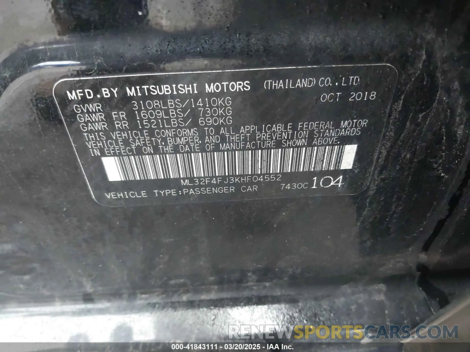 9 Фотография поврежденного автомобиля ML32F4FJ3KHF04552 MITSUBISHI MIRAGE G4 2019