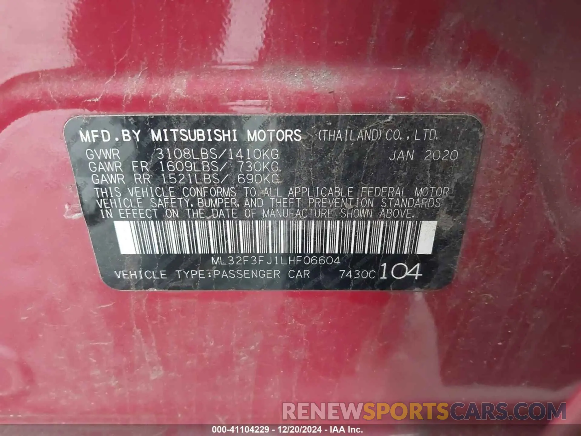 9 Фотография поврежденного автомобиля ML32F3FJ1LHF06604 MITSUBISHI MIRAGE G4 2020
