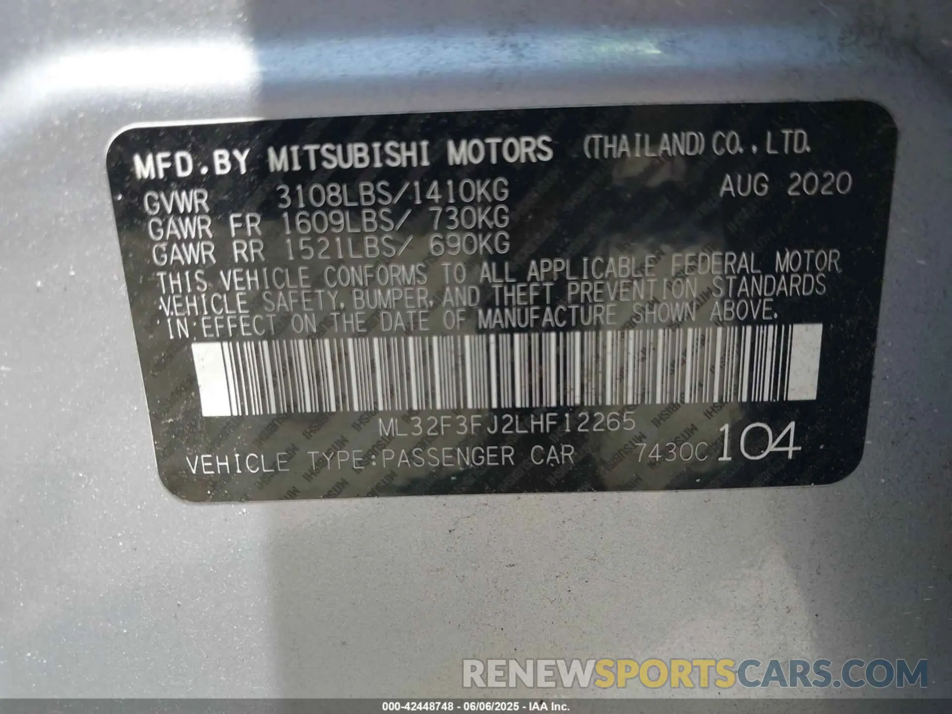 9 Фотография поврежденного автомобиля ML32F3FJ2LHF12265 MITSUBISHI MIRAGE G4 2020