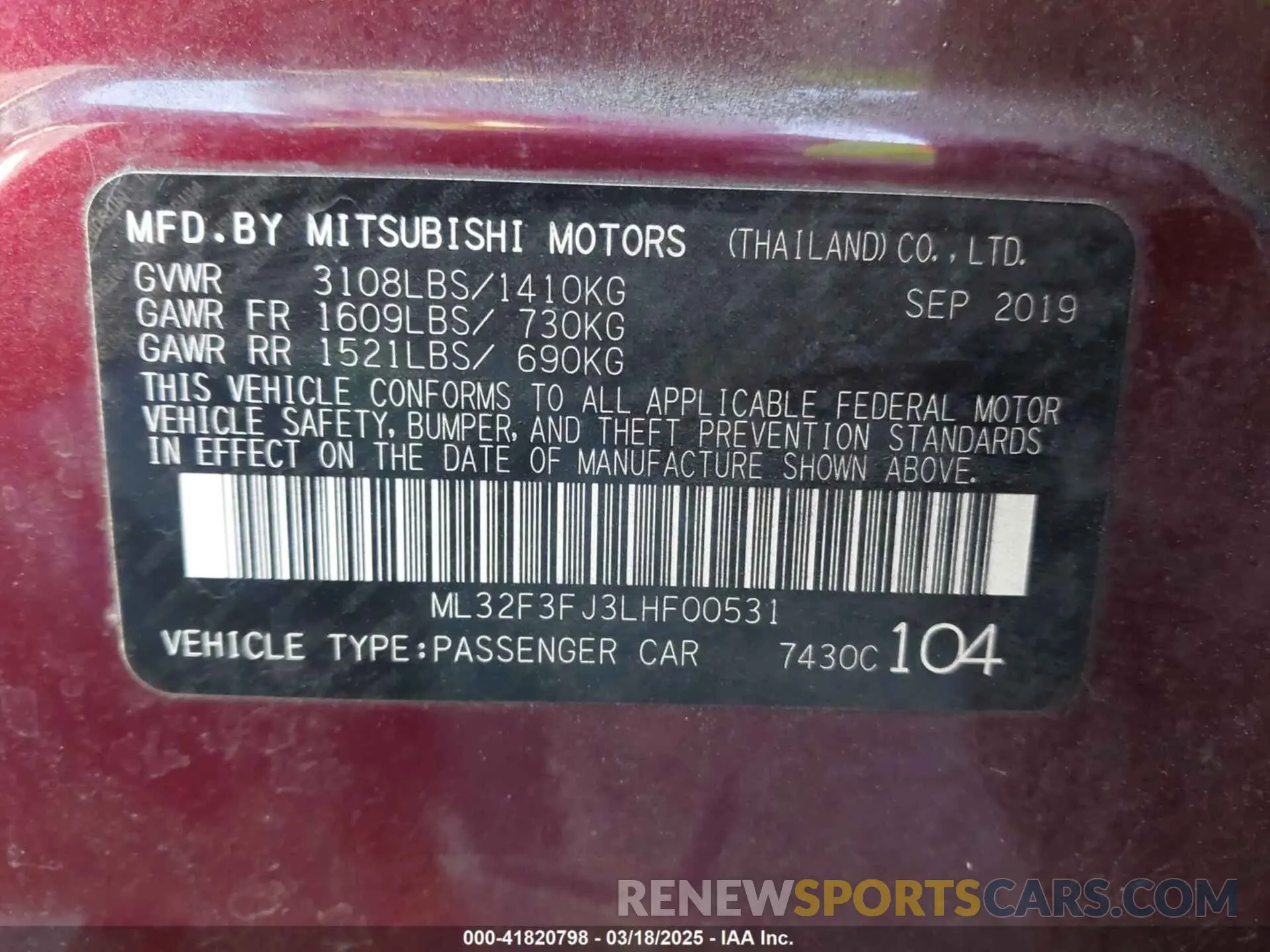 9 Фотография поврежденного автомобиля ML32F3FJ3LHF00531 MITSUBISHI MIRAGE G4 2020