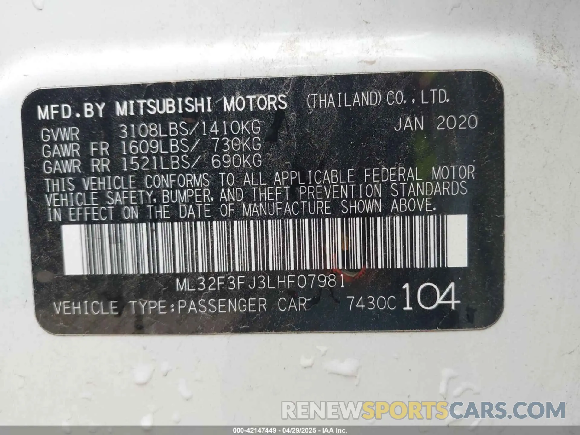 9 Фотография поврежденного автомобиля ML32F3FJ3LHF07981 MITSUBISHI MIRAGE G4 2020