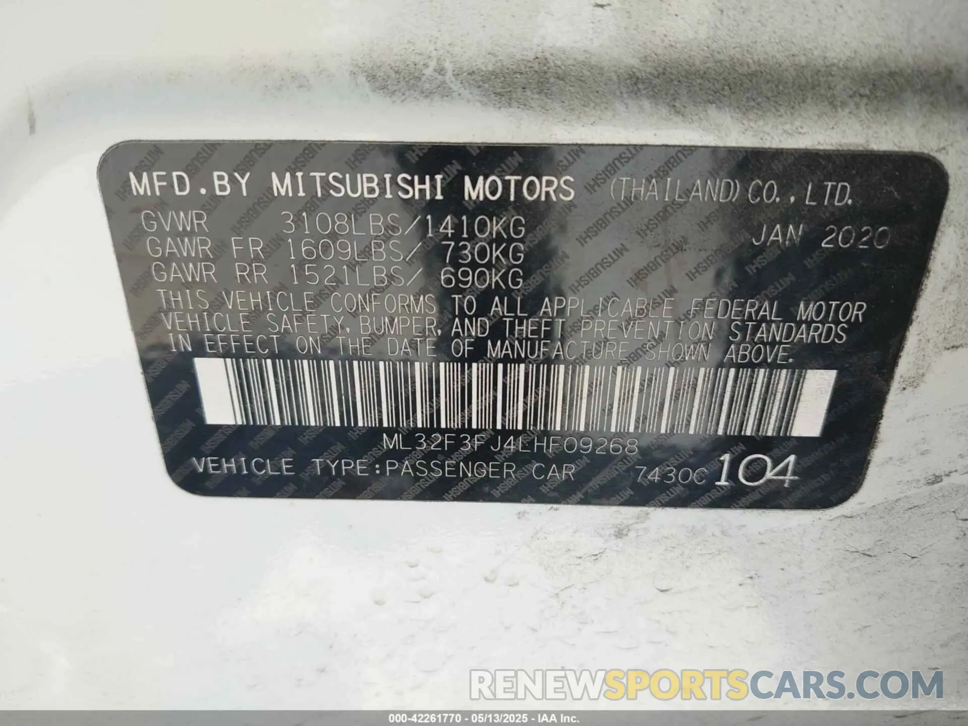 9 Photograph of a damaged car ML32F3FJ4LHF09268 MITSUBISHI MIRAGE G4 2020
