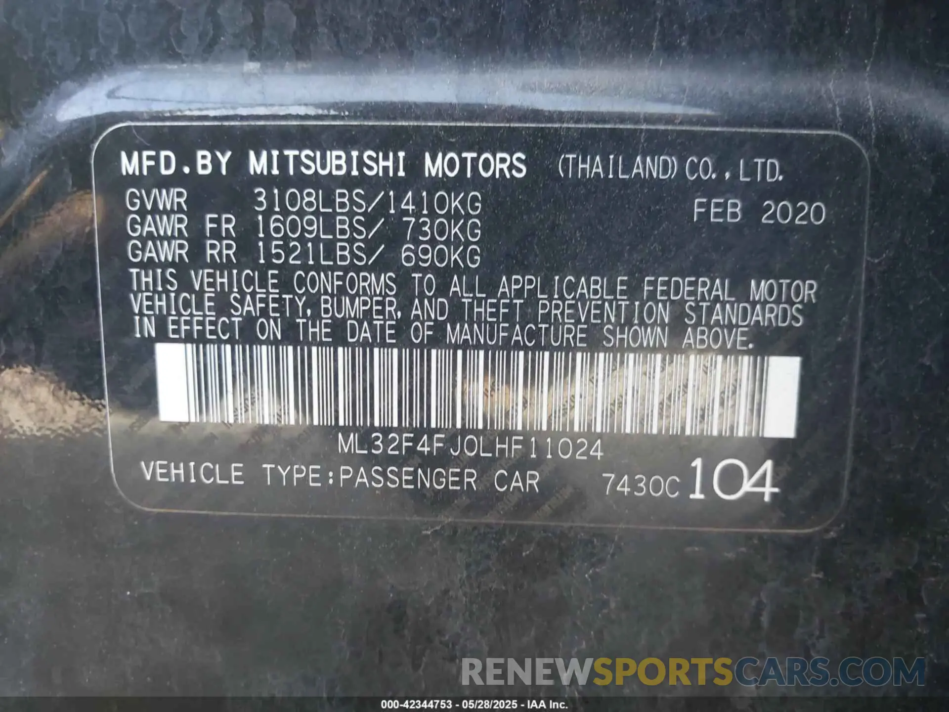 9 Фотография поврежденного автомобиля ML32F4FJ0LHF11024 MITSUBISHI MIRAGE G4 2020