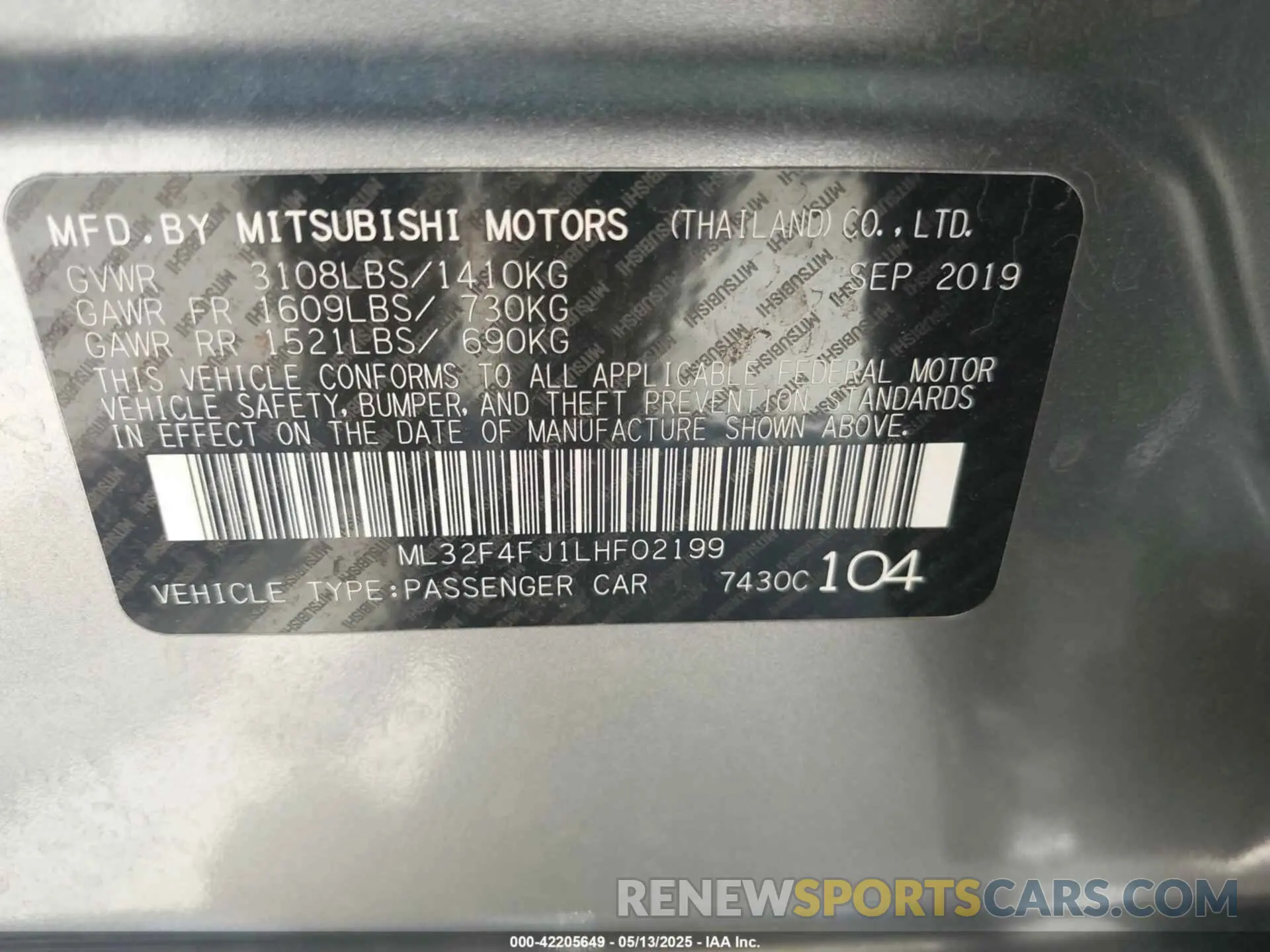 9 Photograph of a damaged car ML32F4FJ1LHF02199 MITSUBISHI MIRAGE G4 2020