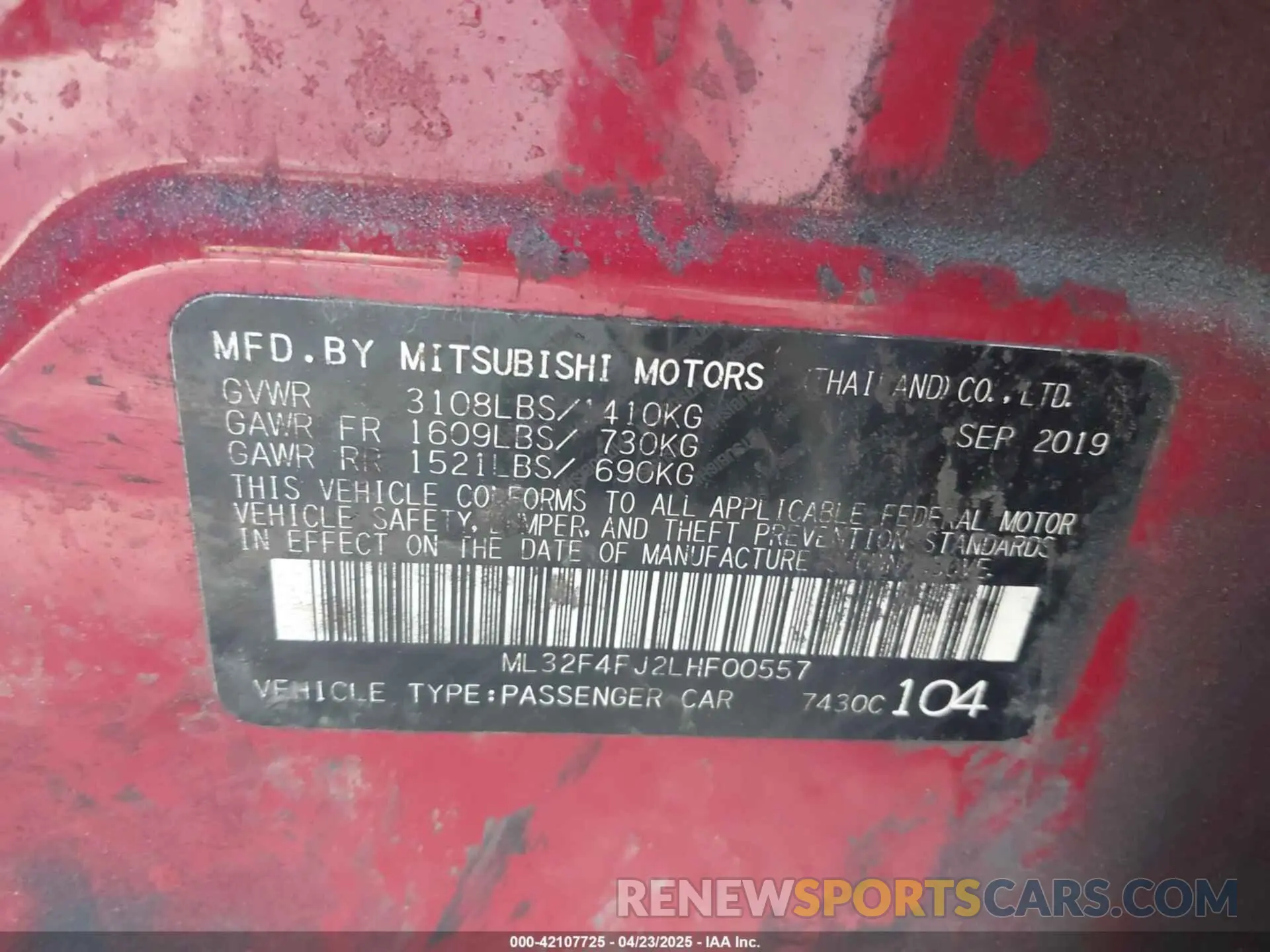 9 Фотография поврежденного автомобиля ML32F4FJ2LHF00557 MITSUBISHI MIRAGE G4 2020