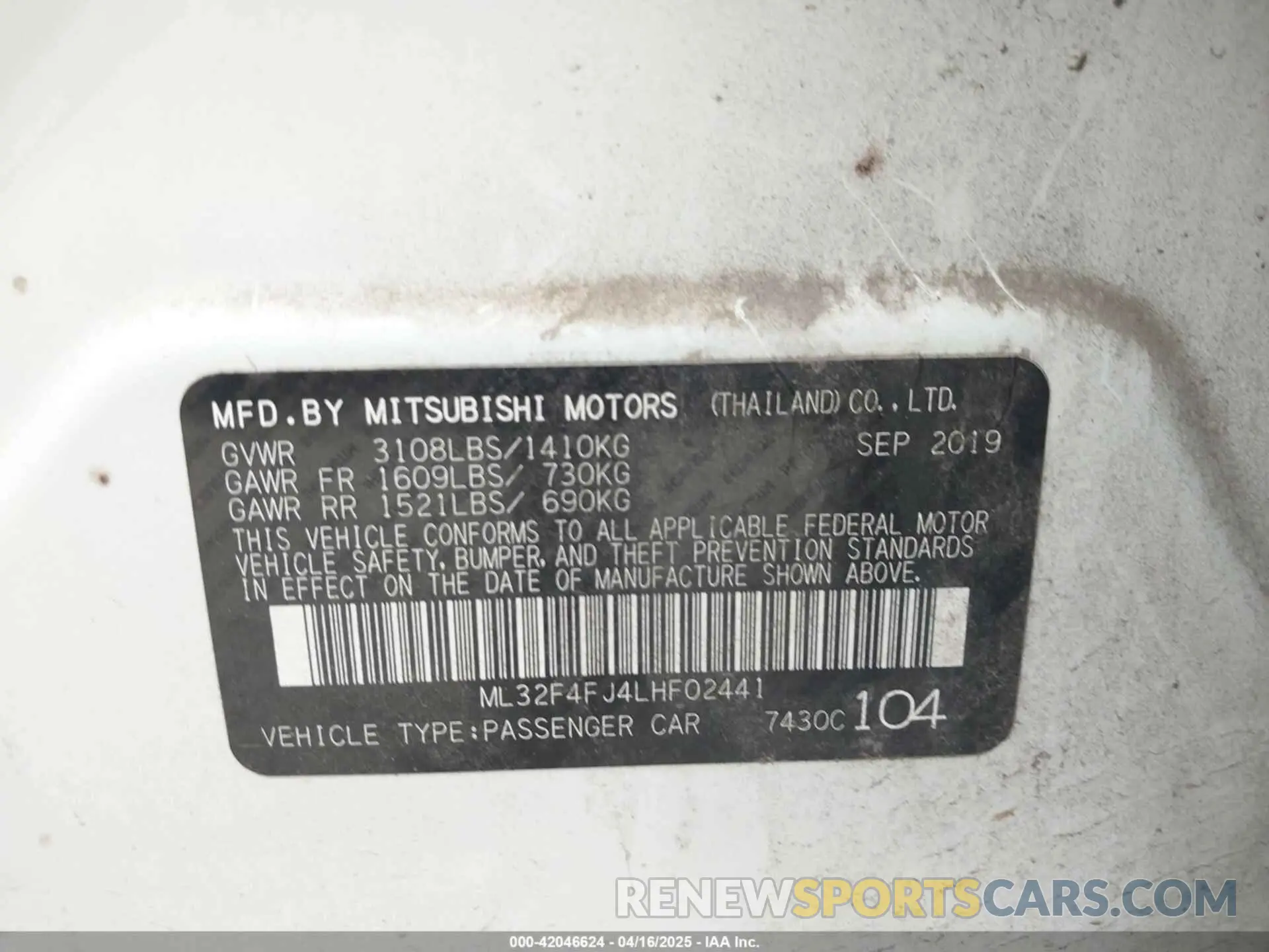 9 Фотография поврежденного автомобиля ML32F4FJ4LHF02441 MITSUBISHI MIRAGE G4 2020