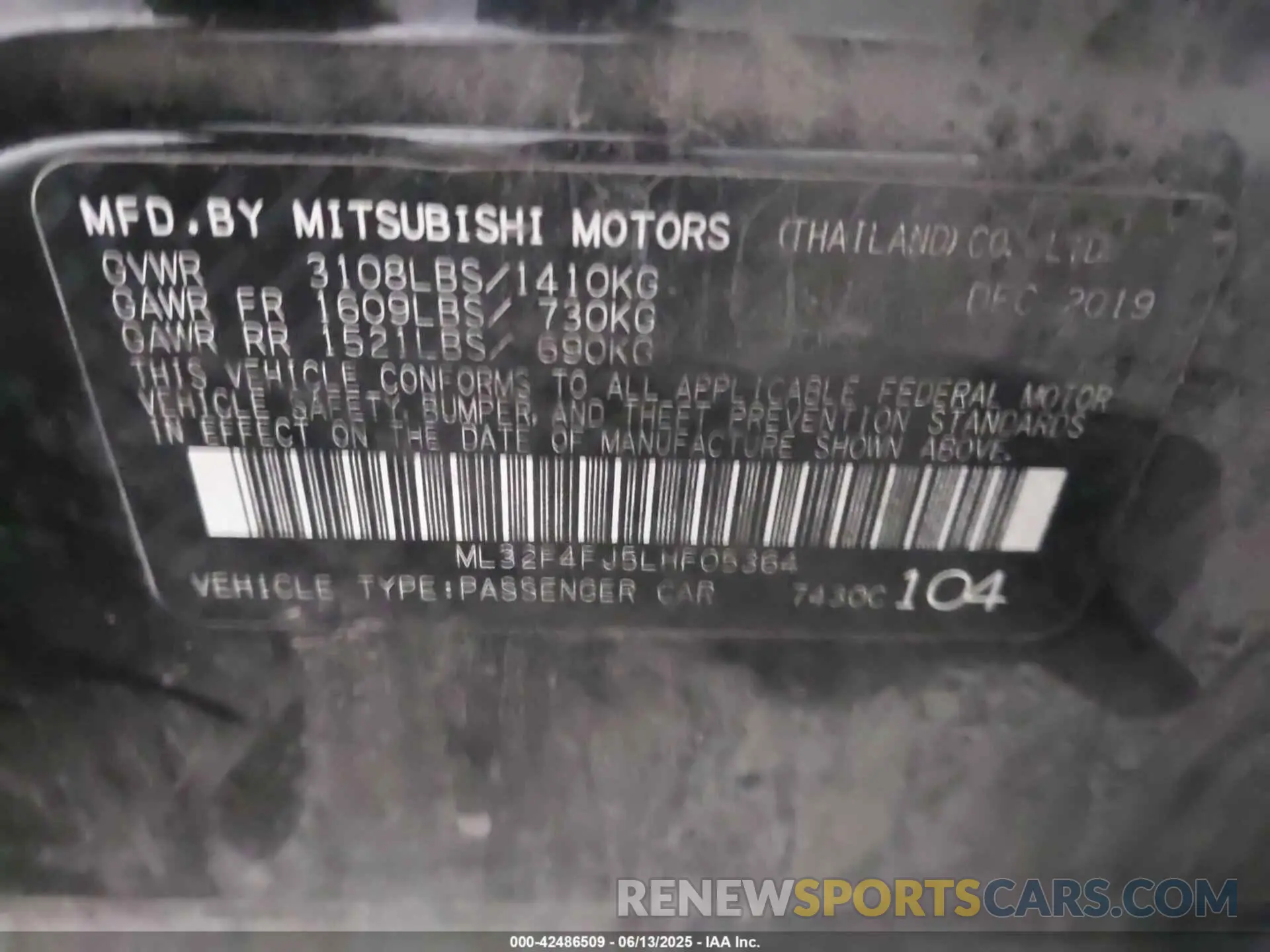 9 Photograph of a damaged car ML32F4FJ5LHF05364 MITSUBISHI MIRAGE G4 2020