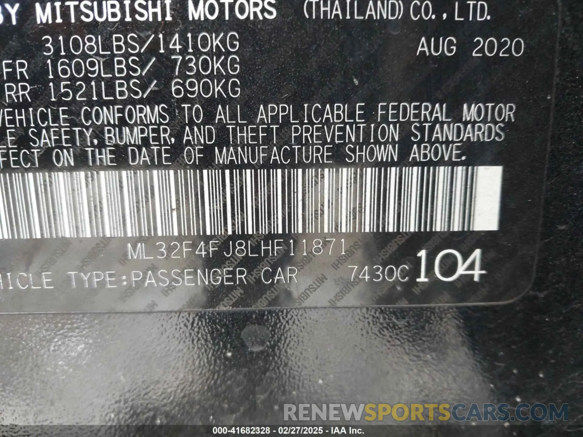9 Фотография поврежденного автомобиля ML32F4FJ8LHF11871 MITSUBISHI MIRAGE G4 2020