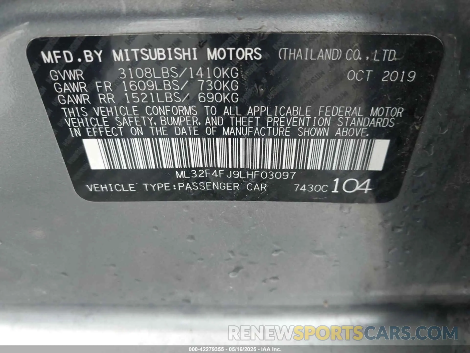 9 Фотография поврежденного автомобиля ML32F4FJ9LHF03097 MITSUBISHI MIRAGE G4 2020
