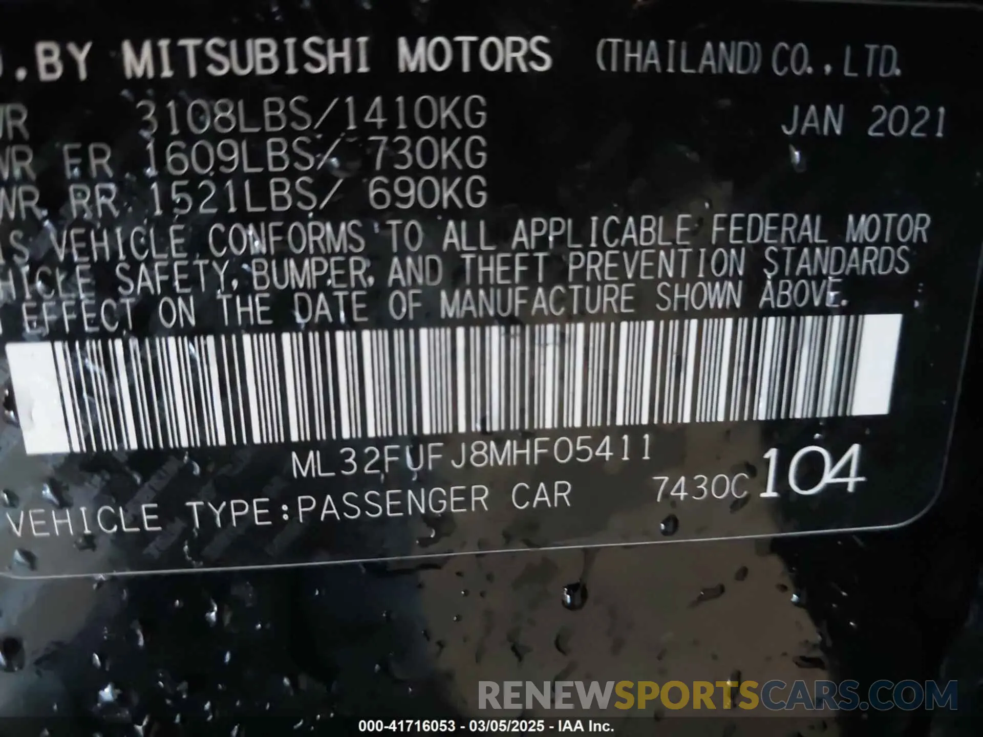 9 Photograph of a damaged car ML32FUFJ8MHF05411 MITSUBISHI MIRAGE G4 2021
