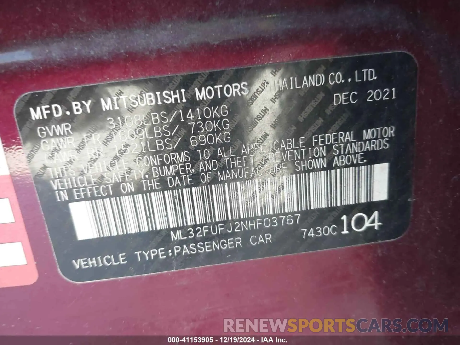 9 Фотография поврежденного автомобиля ML32FUFJ2NHF03767 MITSUBISHI MIRAGE G4 2022
