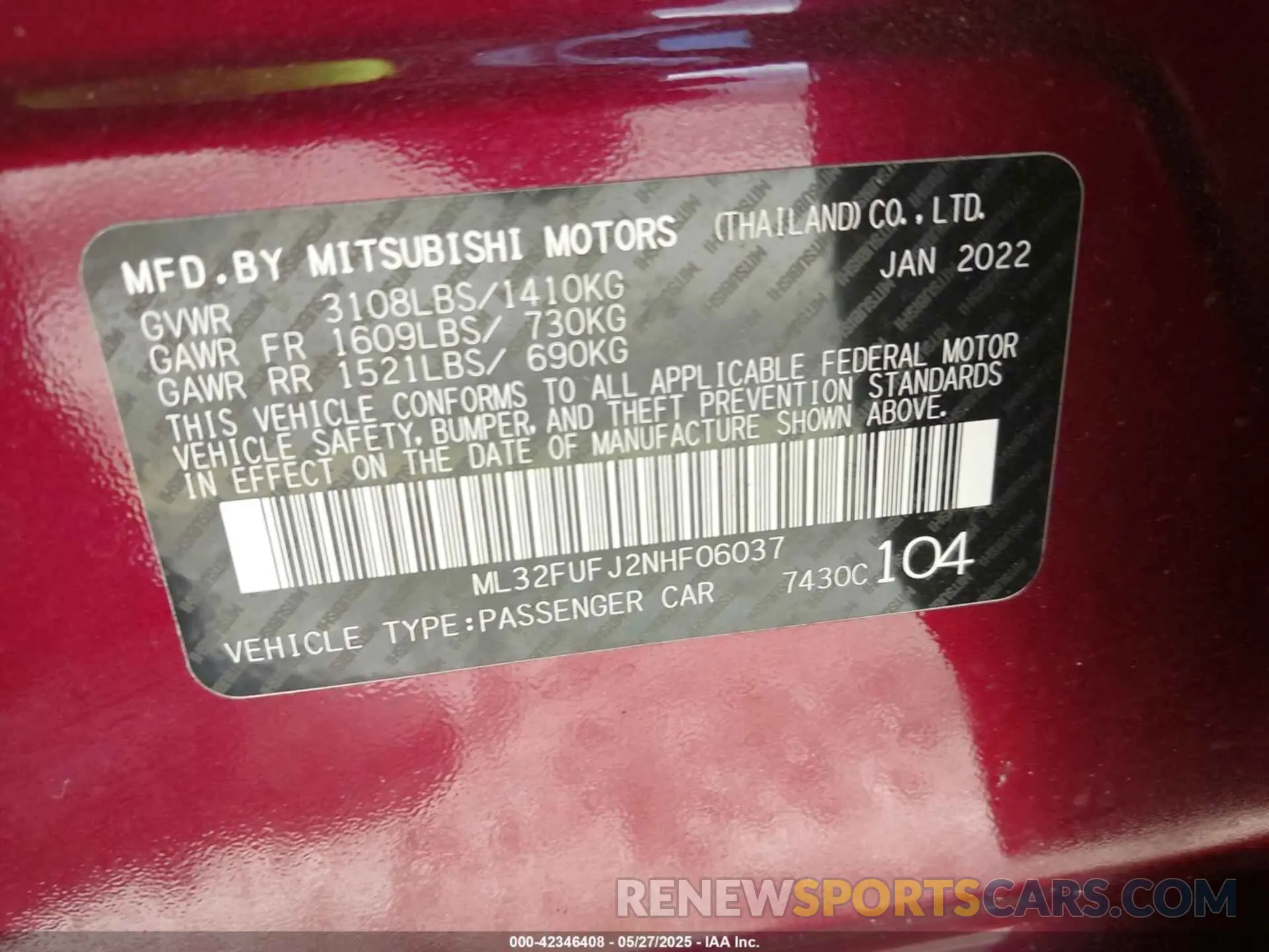 9 Фотография поврежденного автомобиля ML32FUFJ2NHF06037 MITSUBISHI MIRAGE G4 2022