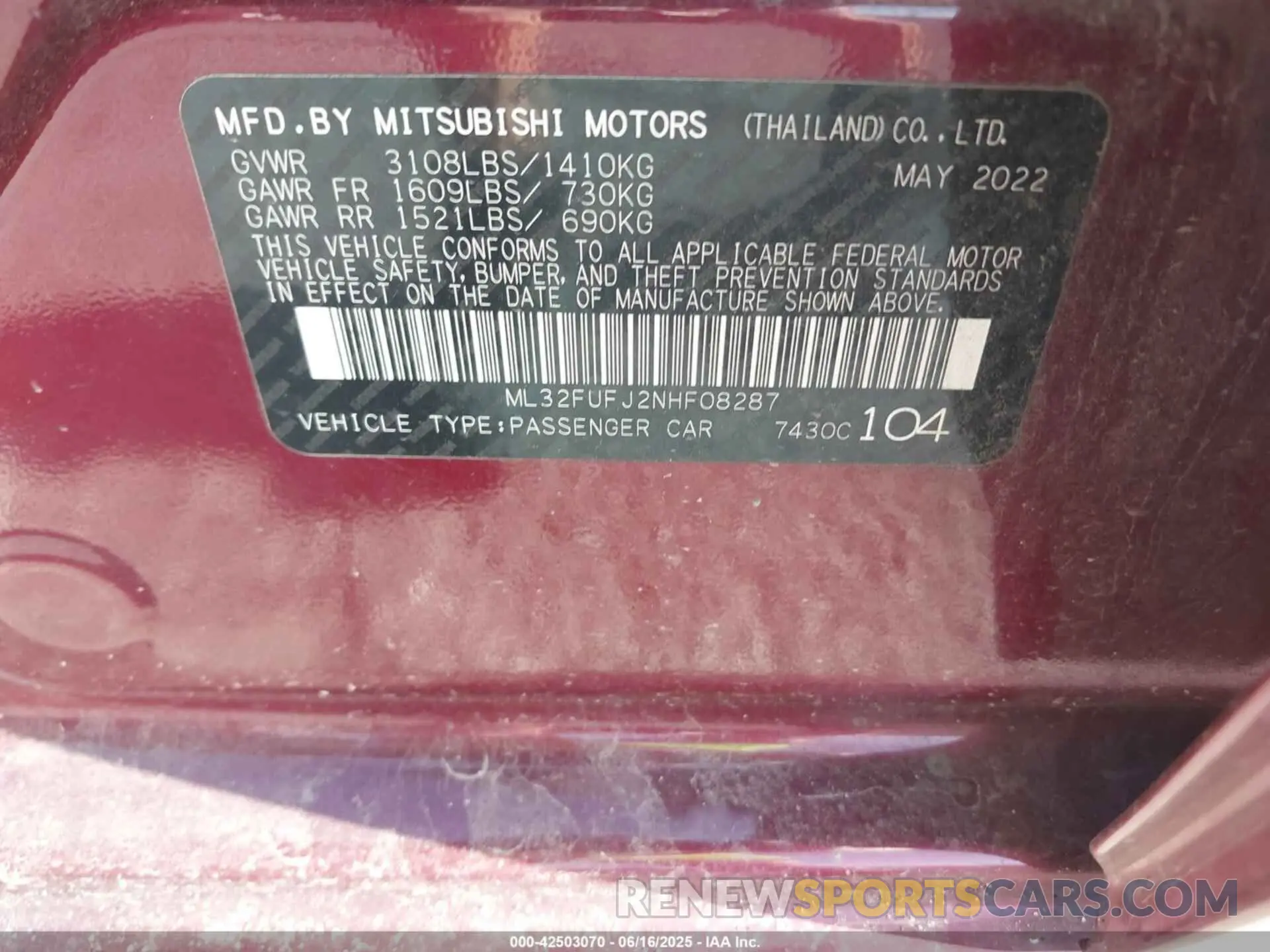 9 Фотография поврежденного автомобиля ML32FUFJ2NHF08287 MITSUBISHI MIRAGE G4 2022