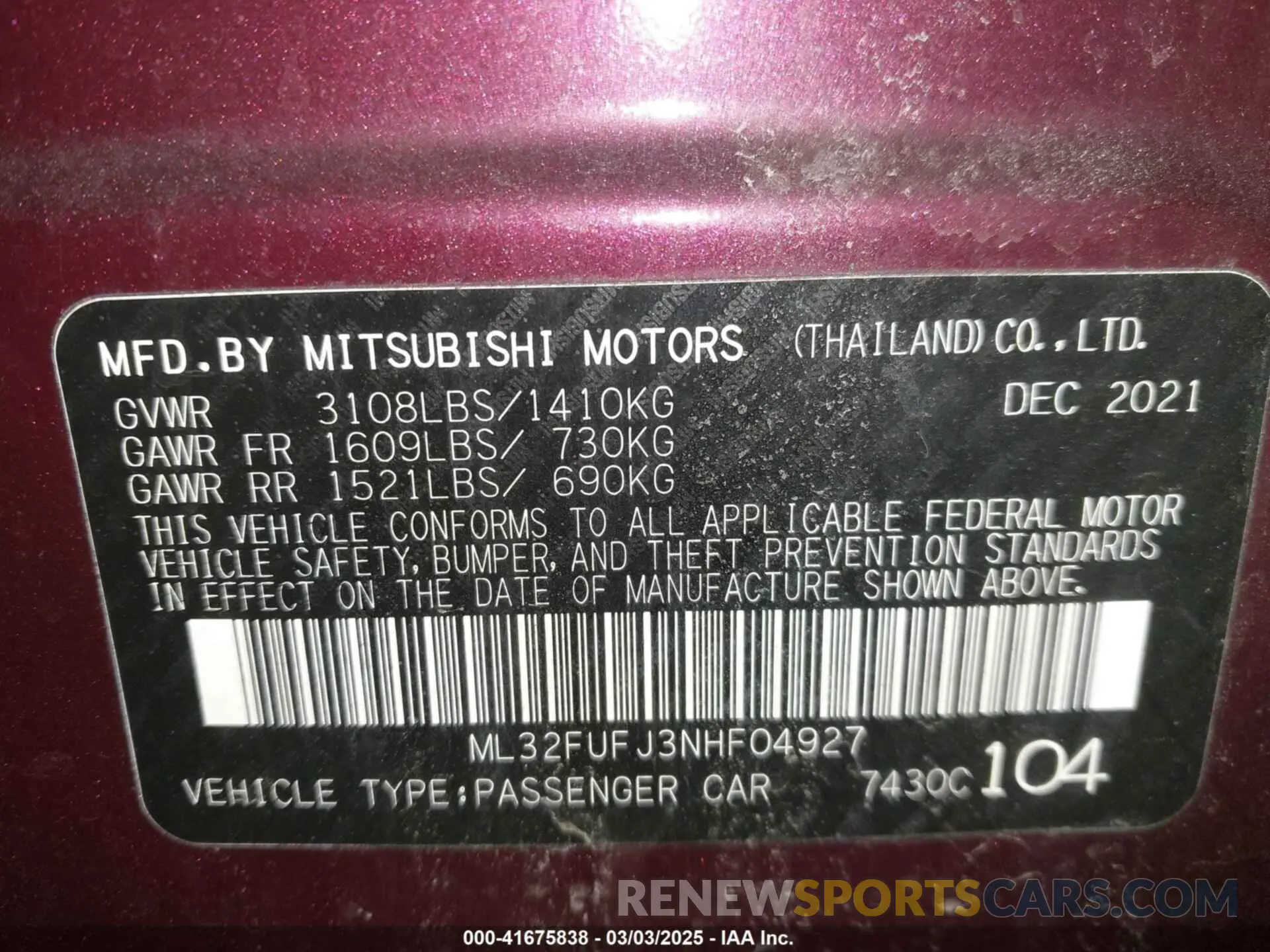 9 Photograph of a damaged car ML32FUFJ3NHF04927 MITSUBISHI MIRAGE G4 2022