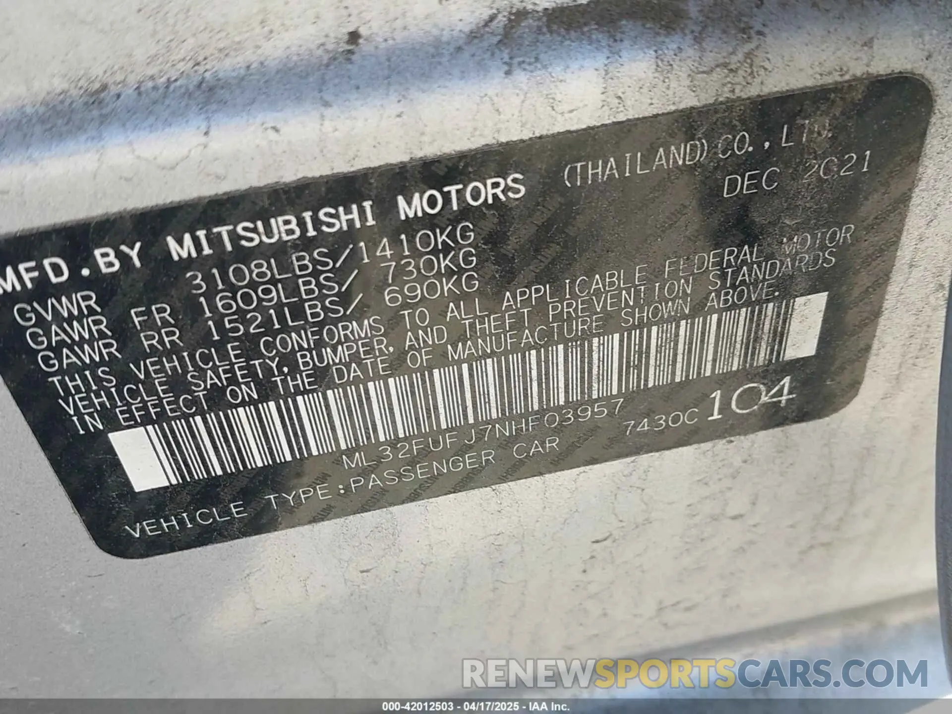 9 Фотография поврежденного автомобиля ML32FUFJ7NHF03957 MITSUBISHI MIRAGE G4 2022