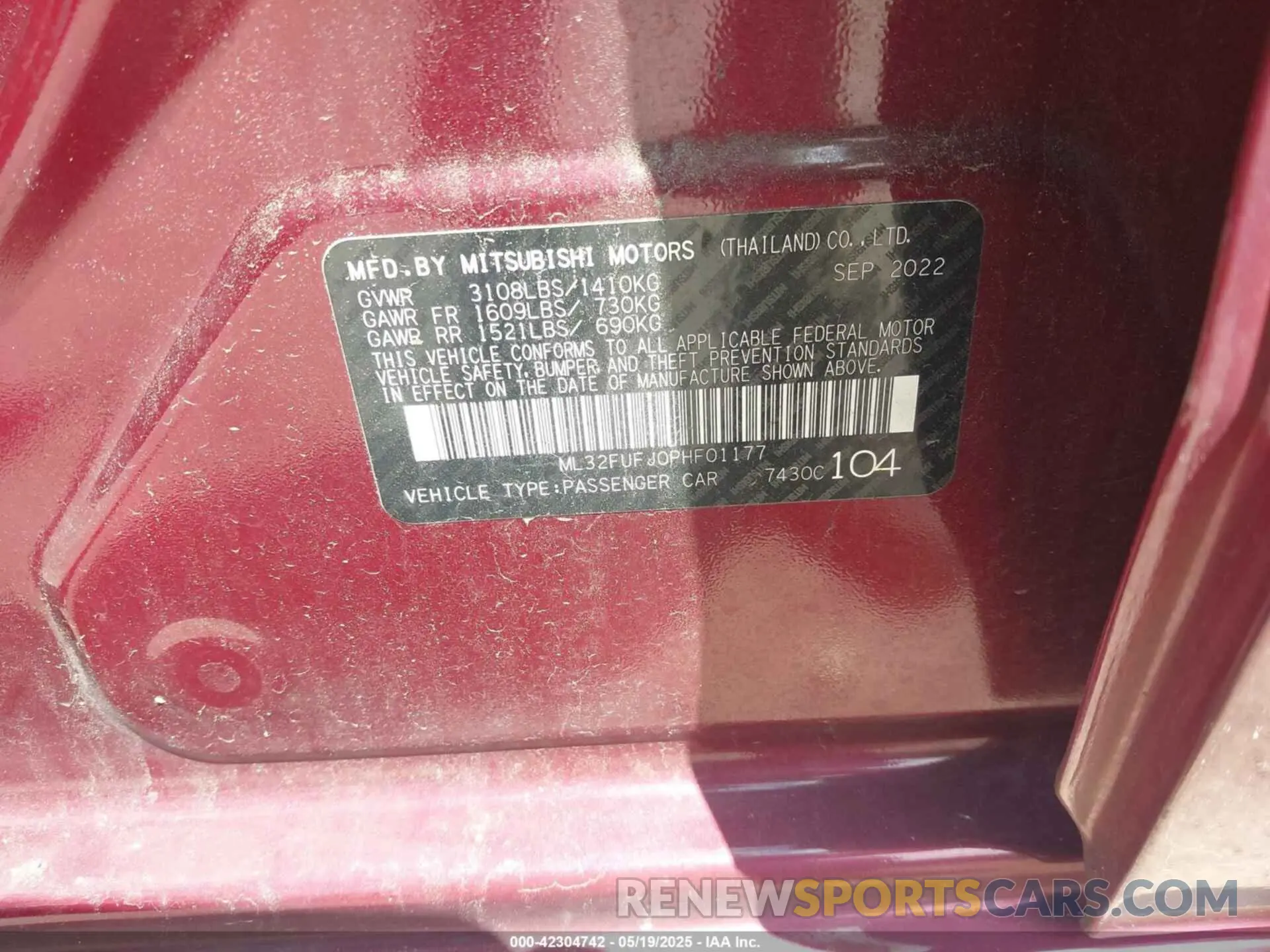 9 Photograph of a damaged car ML32FUFJ0PHF01177 MITSUBISHI MIRAGE G4 2023