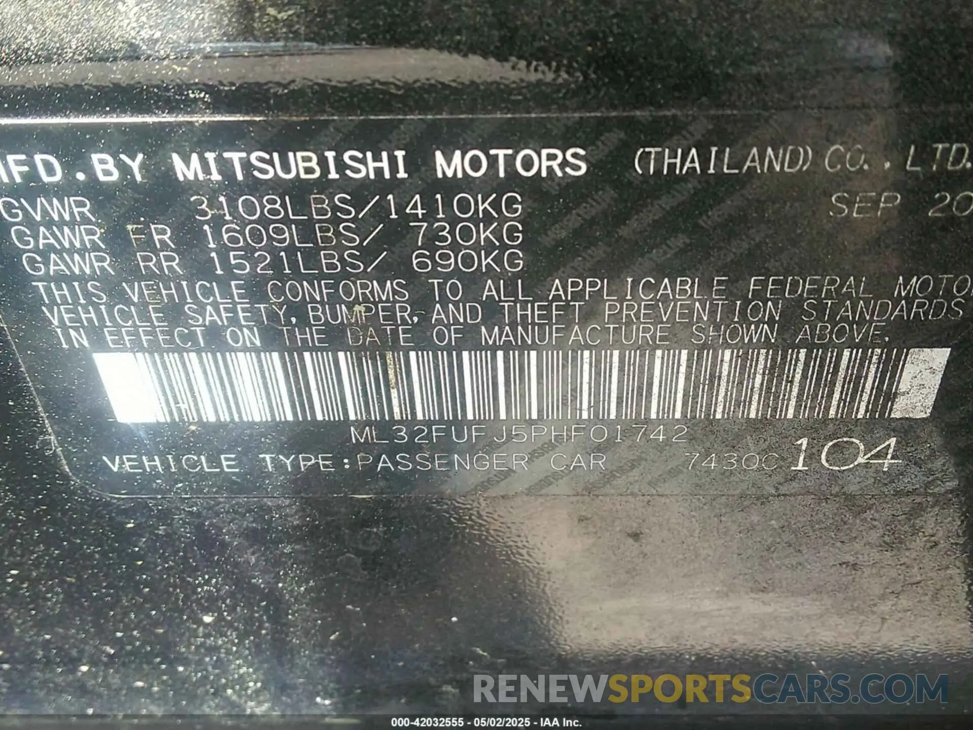 9 Photograph of a damaged car ML32FUFJ5PHF01742 MITSUBISHI MIRAGE G4 2023