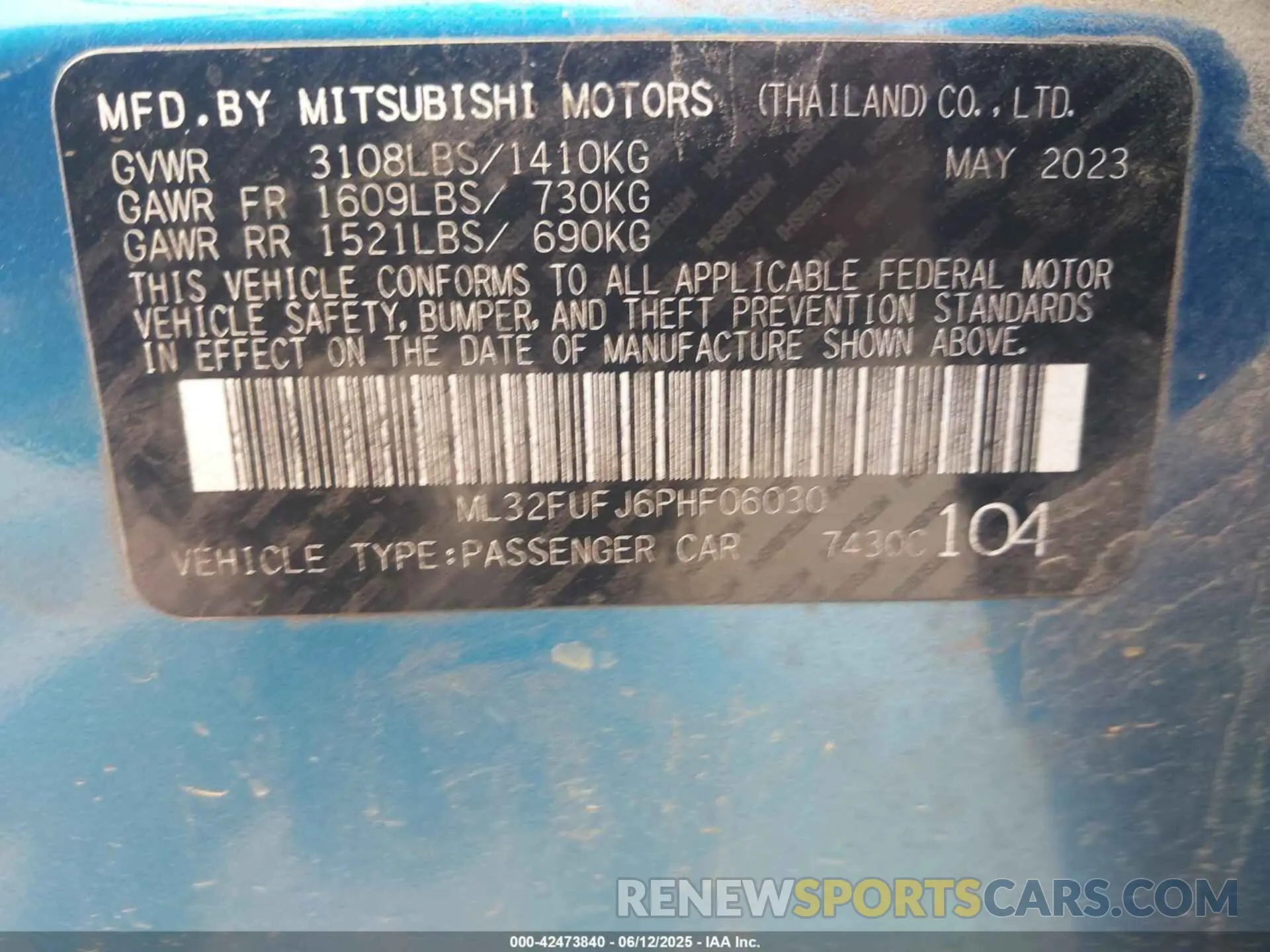 9 Фотография поврежденного автомобиля ML32FUFJ6PHF06030 MITSUBISHI MIRAGE G4 2023