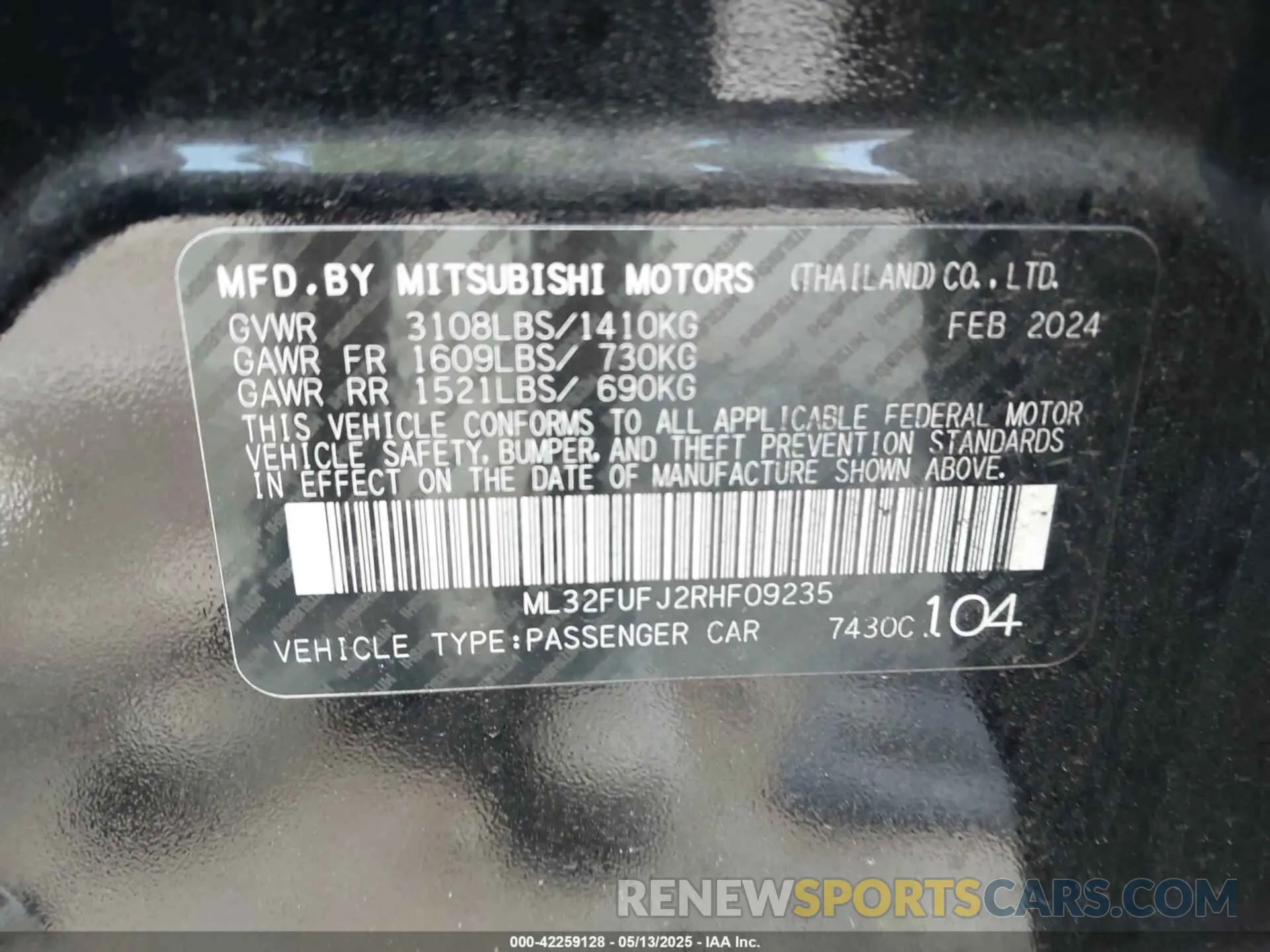 9 Фотография поврежденного автомобиля ML32FUFJ2RHF09235 MITSUBISHI MIRAGE G4 2024