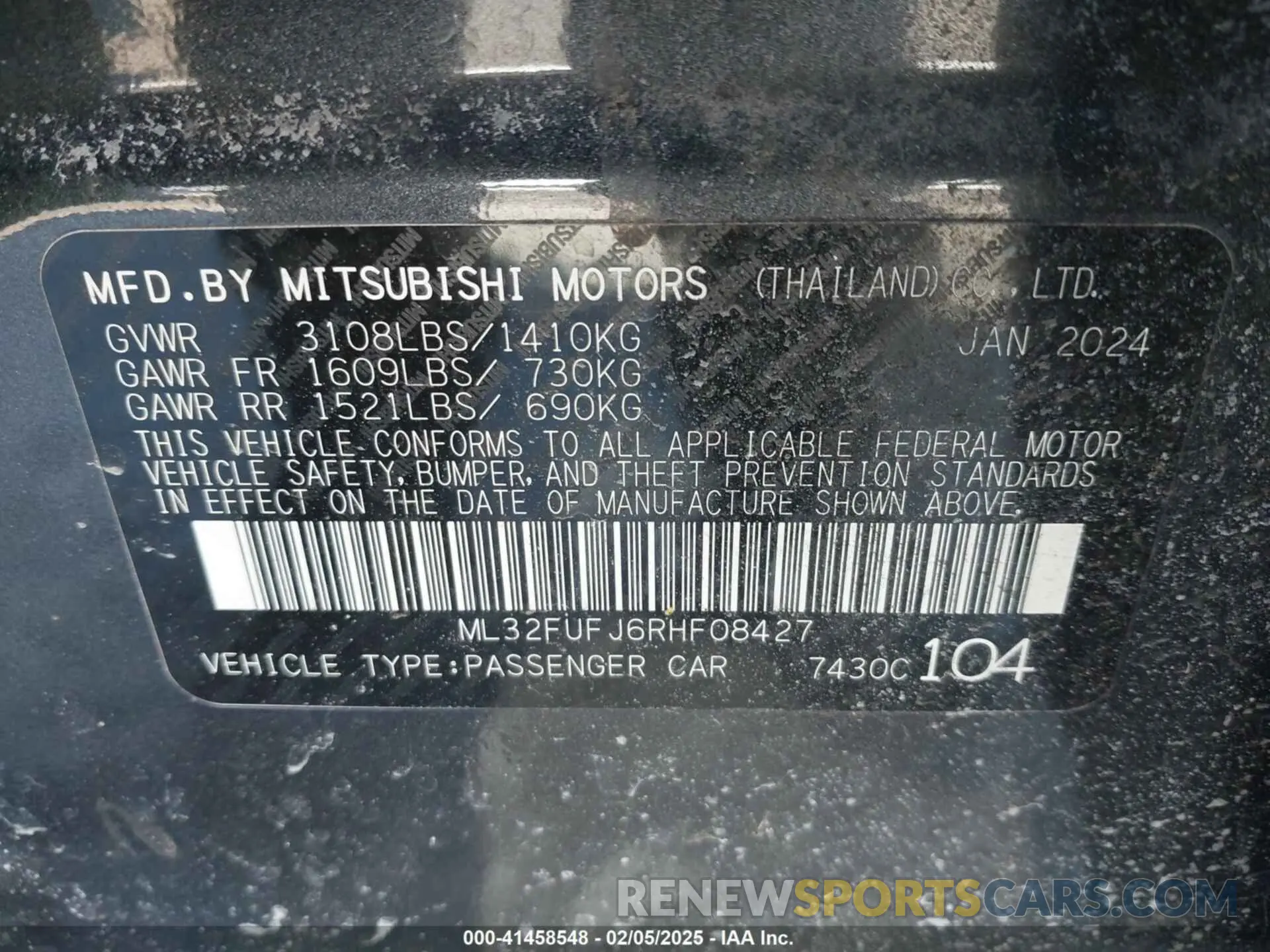 9 Photograph of a damaged car ML32FUFJ6RHF08427 MITSUBISHI MIRAGE G4 2024