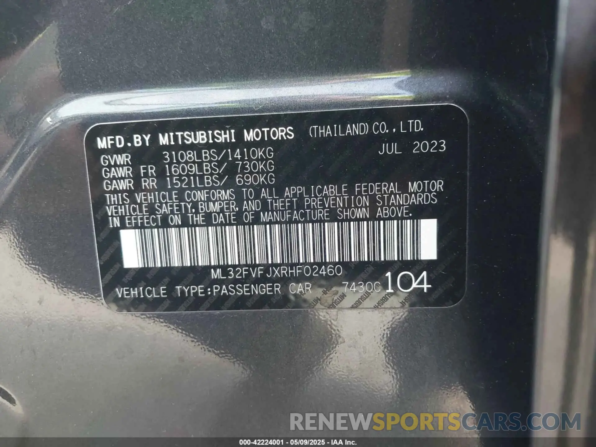 9 Фотография поврежденного автомобиля ML32FVFJXRHF02460 MITSUBISHI MIRAGE G4 2024
