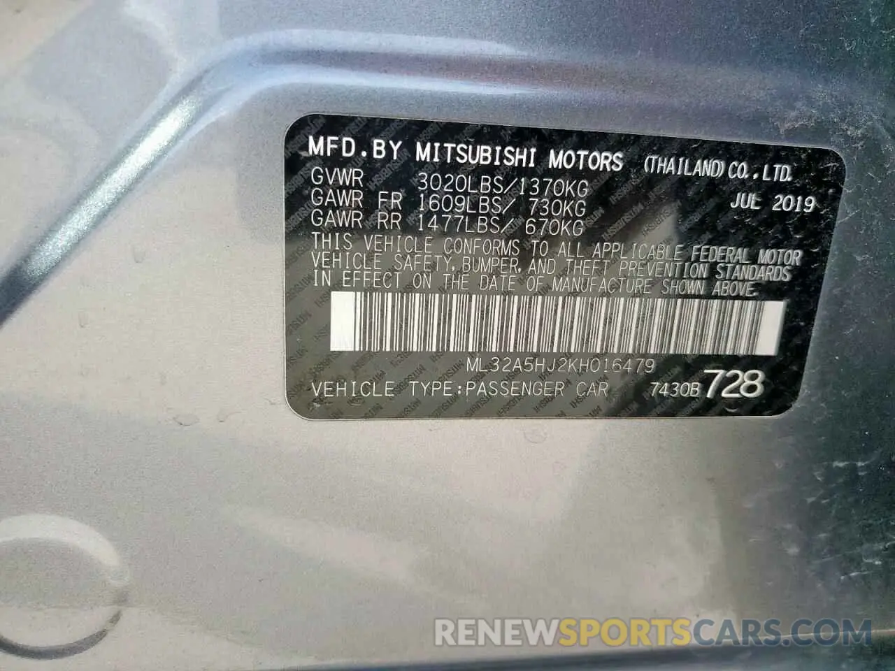 13 Фотография поврежденного автомобиля ML32A5HJ2KH016479 MITSUBISHI MIRAGE LE 2019