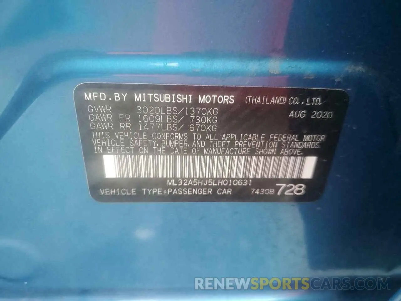 12 Фотография поврежденного автомобиля ML32A5HJ5LH010631 MITSUBISHI MIRAGE LE 2020