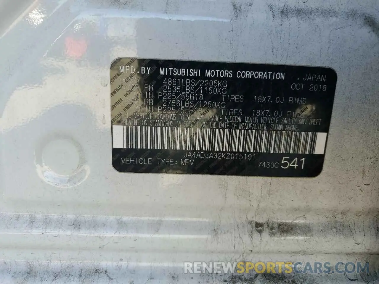 14 Фотография поврежденного автомобиля JA4AD3A32KZ015191 MITSUBISHI OUTLANDER 2019
