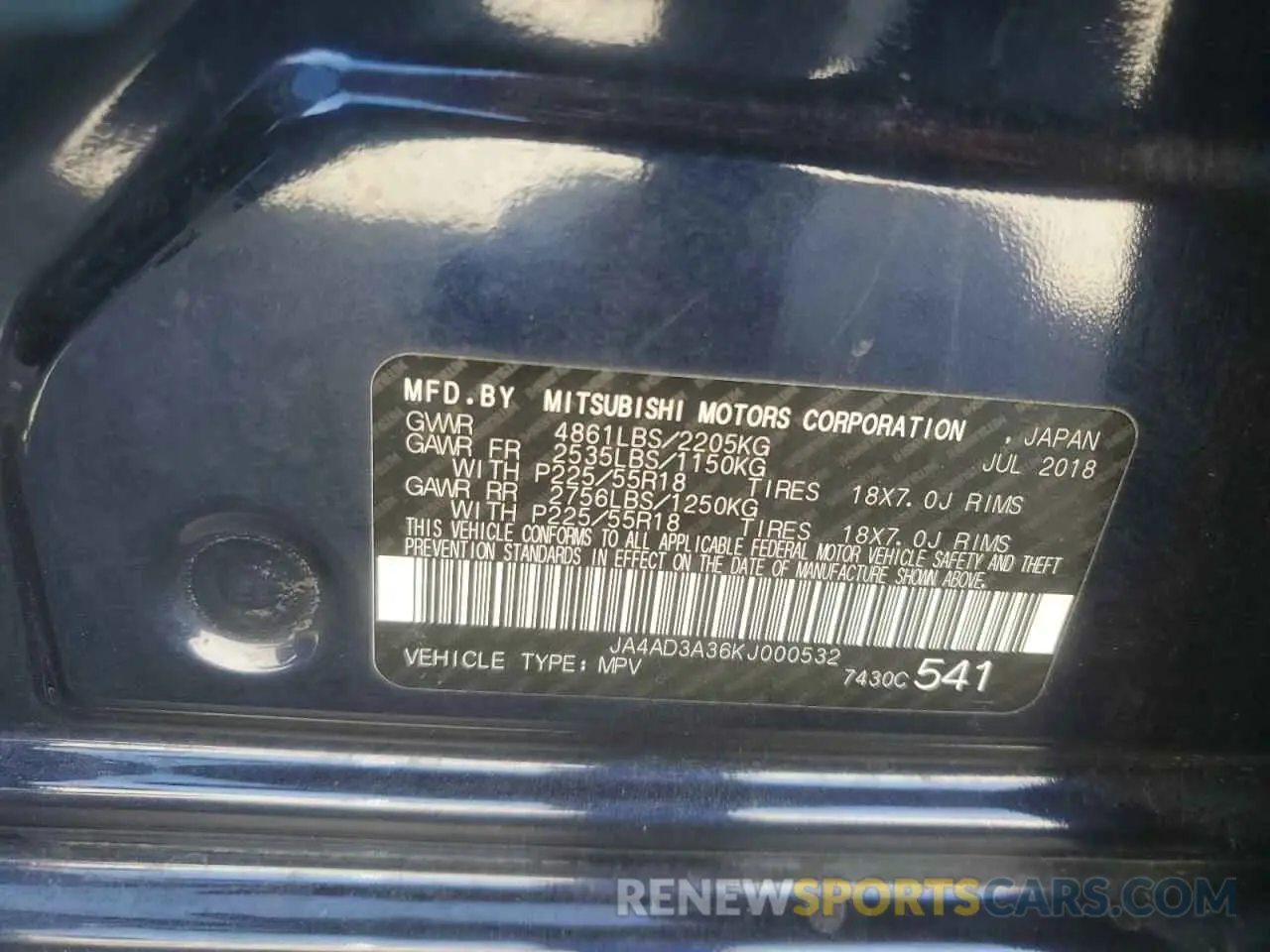 15 Photograph of a damaged car JA4AD3A36KJ000532 MITSUBISHI OUTLANDER 2019