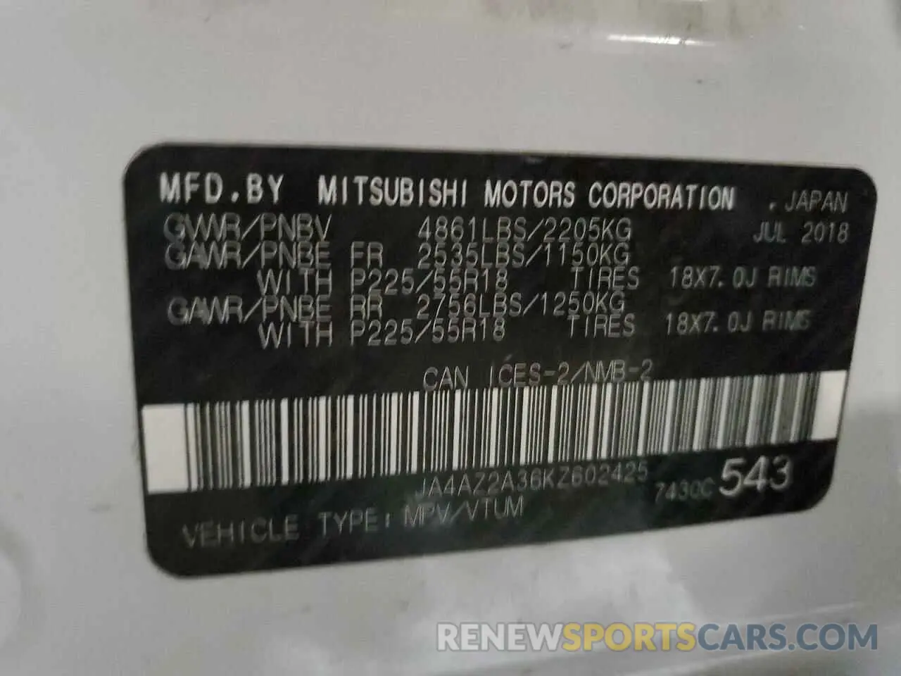 14 Фотография поврежденного автомобиля JA4AZ2A36KZ602425 MITSUBISHI OUTLANDER 2019