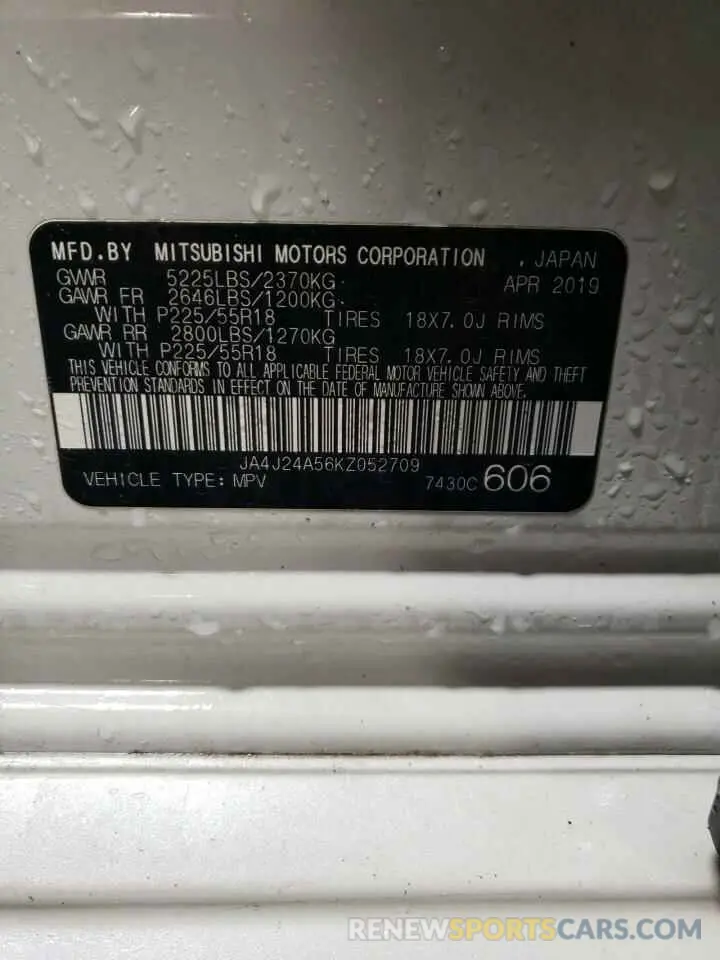13 Photograph of a damaged car JA4J24A56KZ052709 MITSUBISHI OUTLANDER 2019