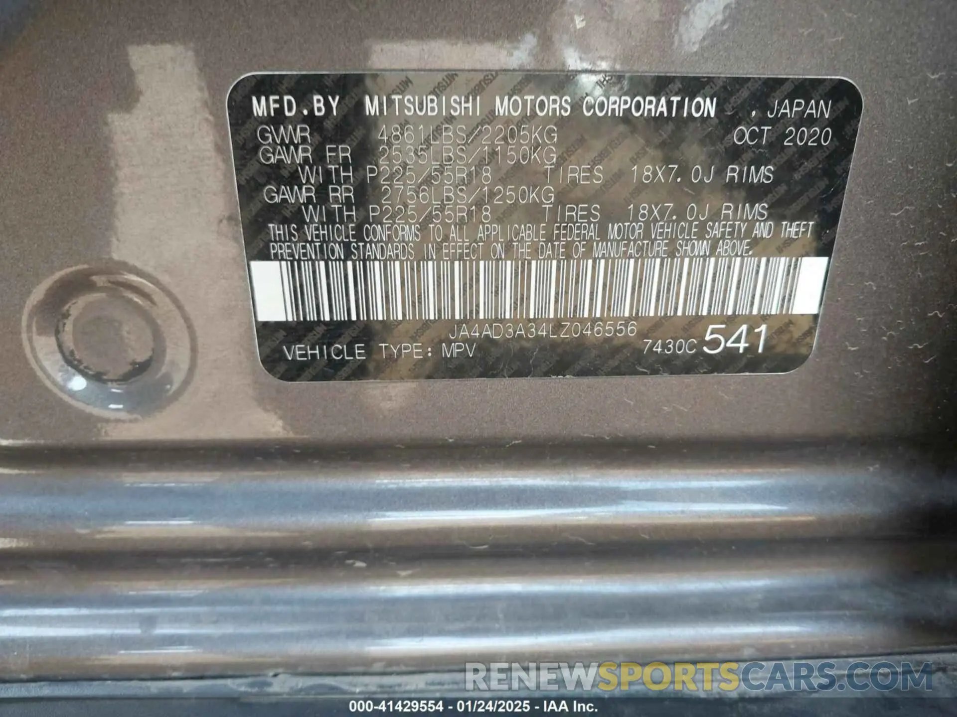 9 Фотография поврежденного автомобиля JA4AD3A34LZ046556 MITSUBISHI OUTLANDER 2020
