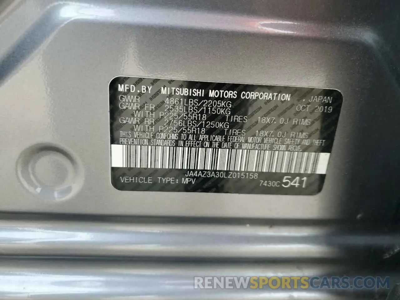 13 Фотография поврежденного автомобиля JA4AZ3A30LZ015158 MITSUBISHI OUTLANDER 2020