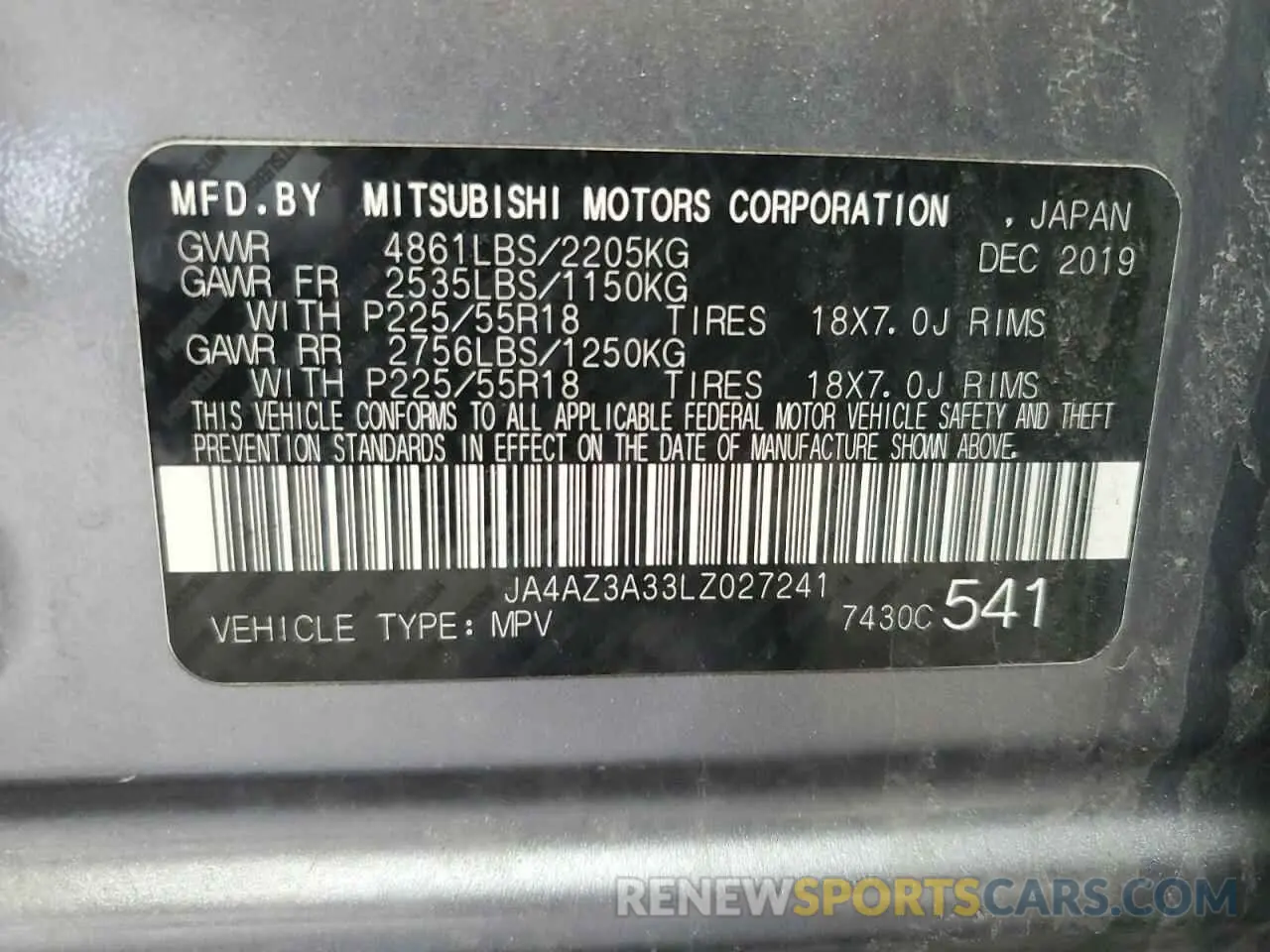 14 Фотография поврежденного автомобиля JA4AZ3A33LZ027241 MITSUBISHI OUTLANDER 2020