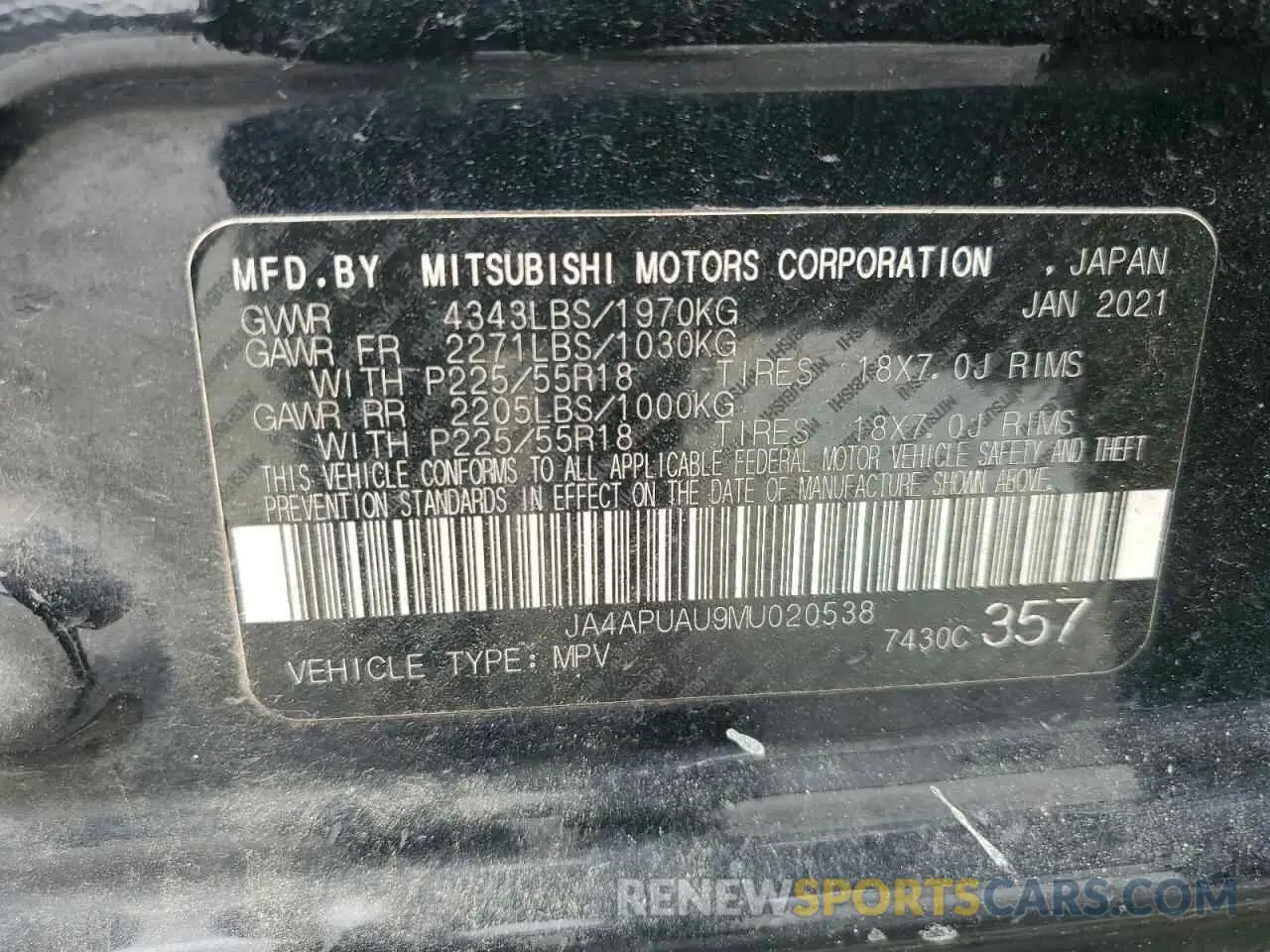 13 Фотография поврежденного автомобиля JA4APUAU9MU020538 MITSUBISHI OUTLANDER 2021