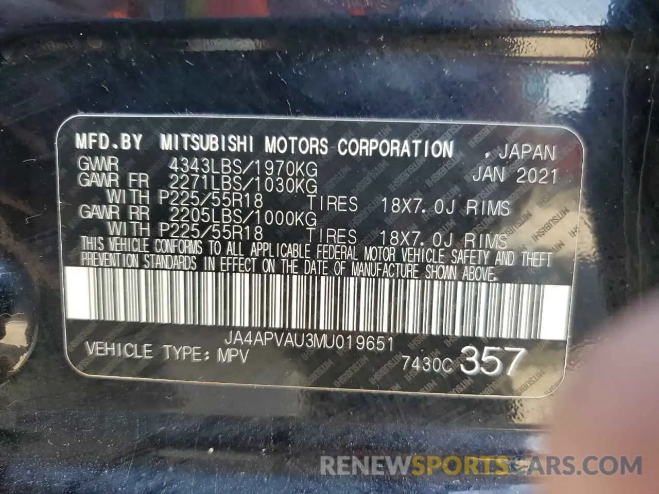 13 Фотография поврежденного автомобиля JA4APVAU3MU019651 MITSUBISHI OUTLANDER 2021