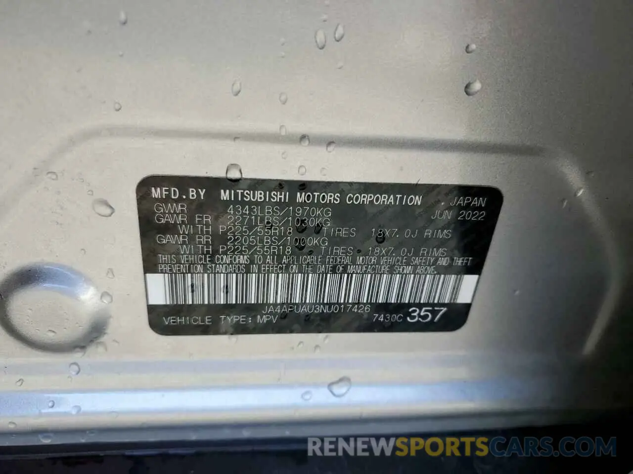13 Фотография поврежденного автомобиля JA4APUAU3NU017426 MITSUBISHI OUTLANDER 2022