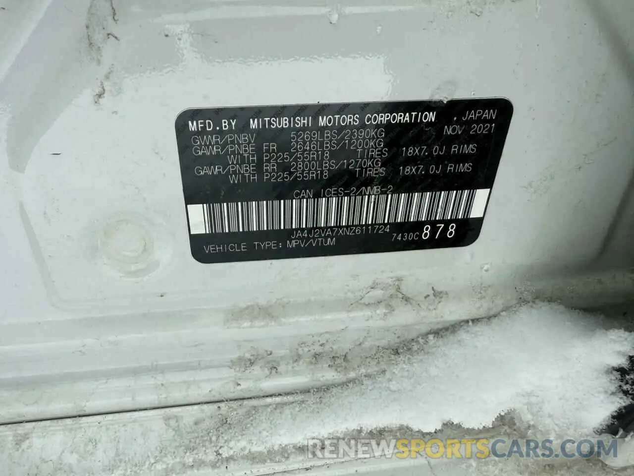 12 Photograph of a damaged car JA4J2VA7XNZ611724 MITSUBISHI OUTLANDER 2022