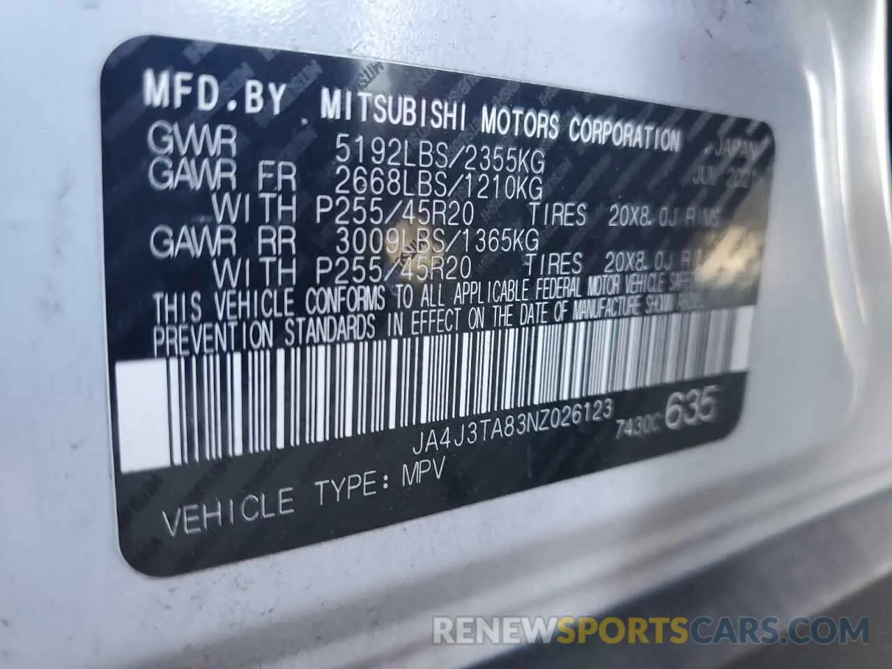 14 Фотография поврежденного автомобиля JA4J3TA83NZ026123 MITSUBISHI OUTLANDER 2022