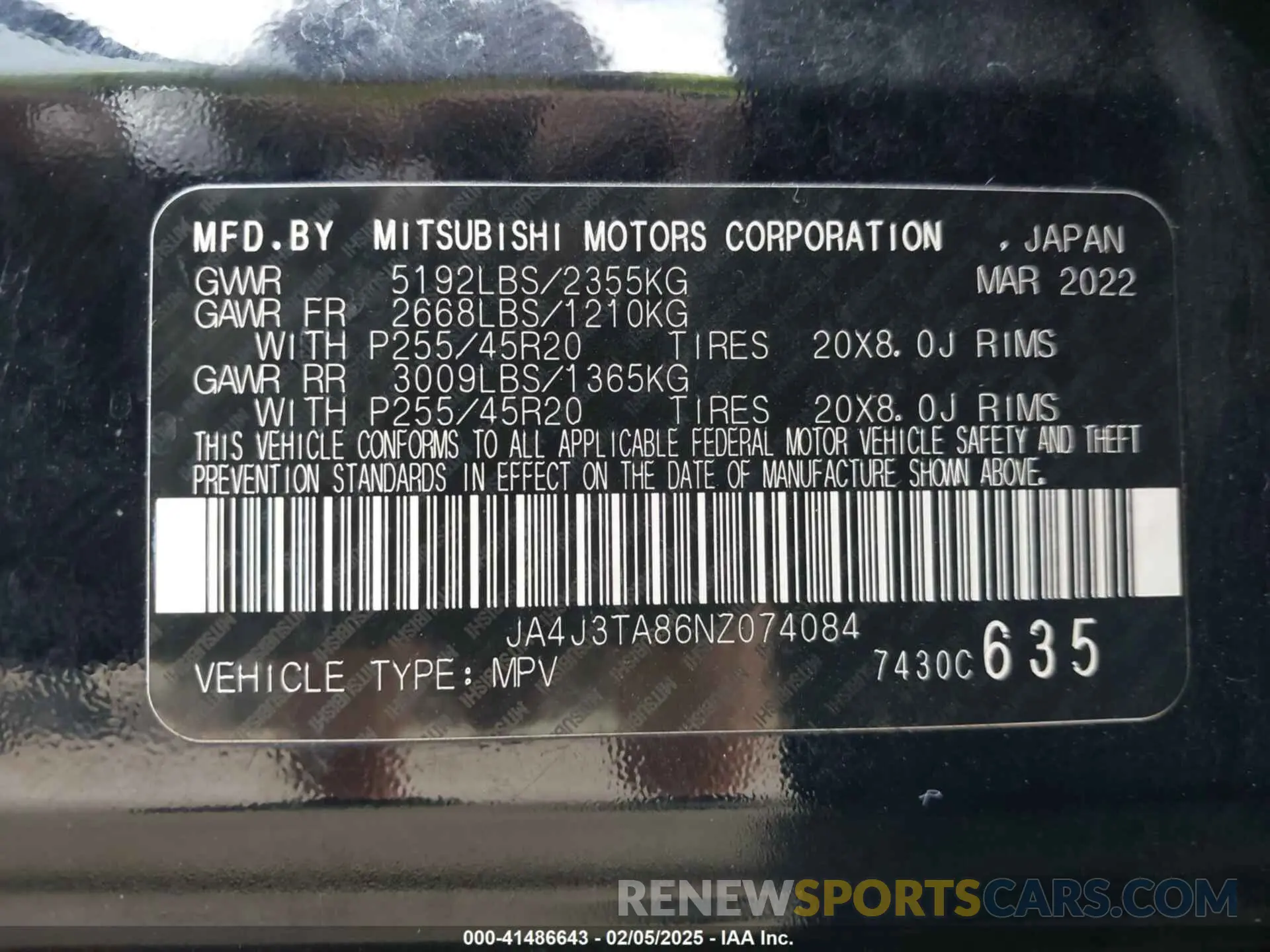 9 Photograph of a damaged car JA4J3TA86NZ074084 MITSUBISHI OUTLANDER 2022