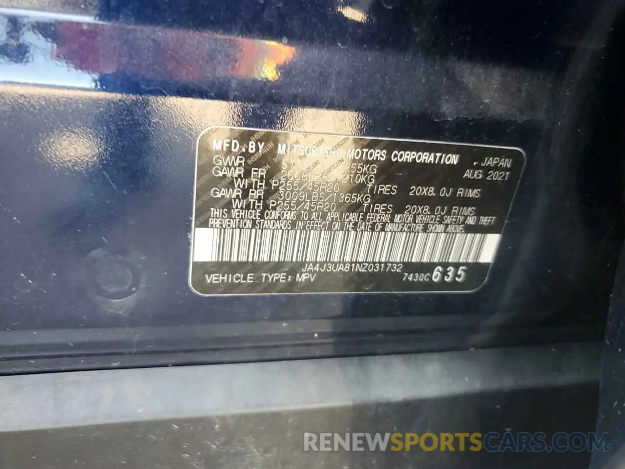 13 Фотография поврежденного автомобиля JA4J3UA81NZ031732 MITSUBISHI OUTLANDER 2022