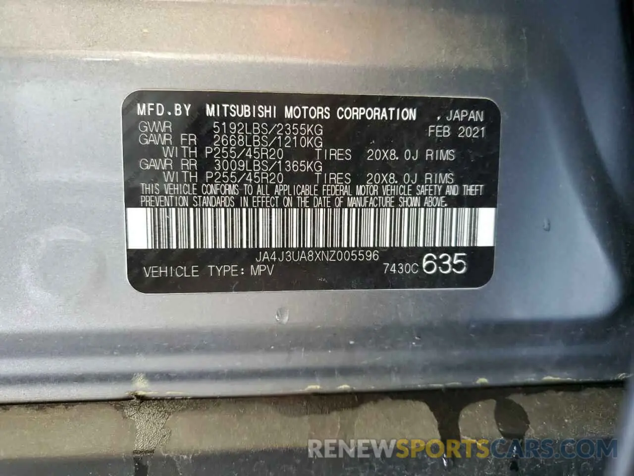 14 Фотография поврежденного автомобиля JA4J3UA8XNZ005596 MITSUBISHI OUTLANDER 2022